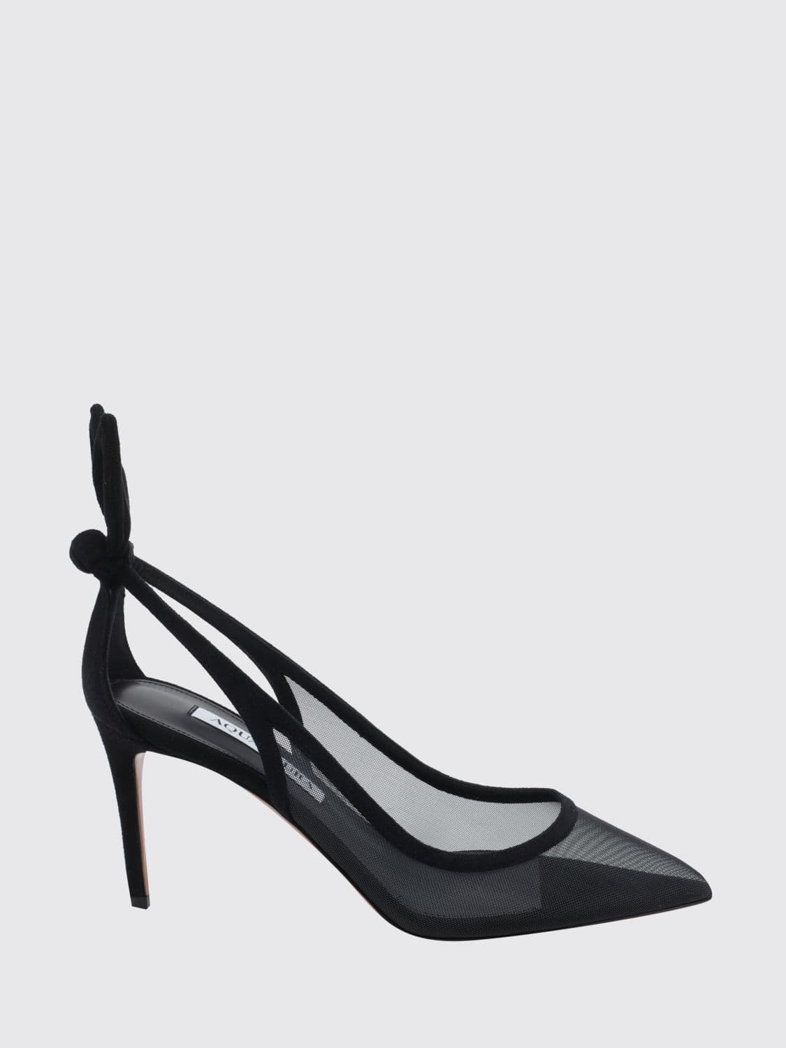 Aquazzura Bow Tie Mesh and Suede Court Shoes with Cut-Out Knot and High Heel
