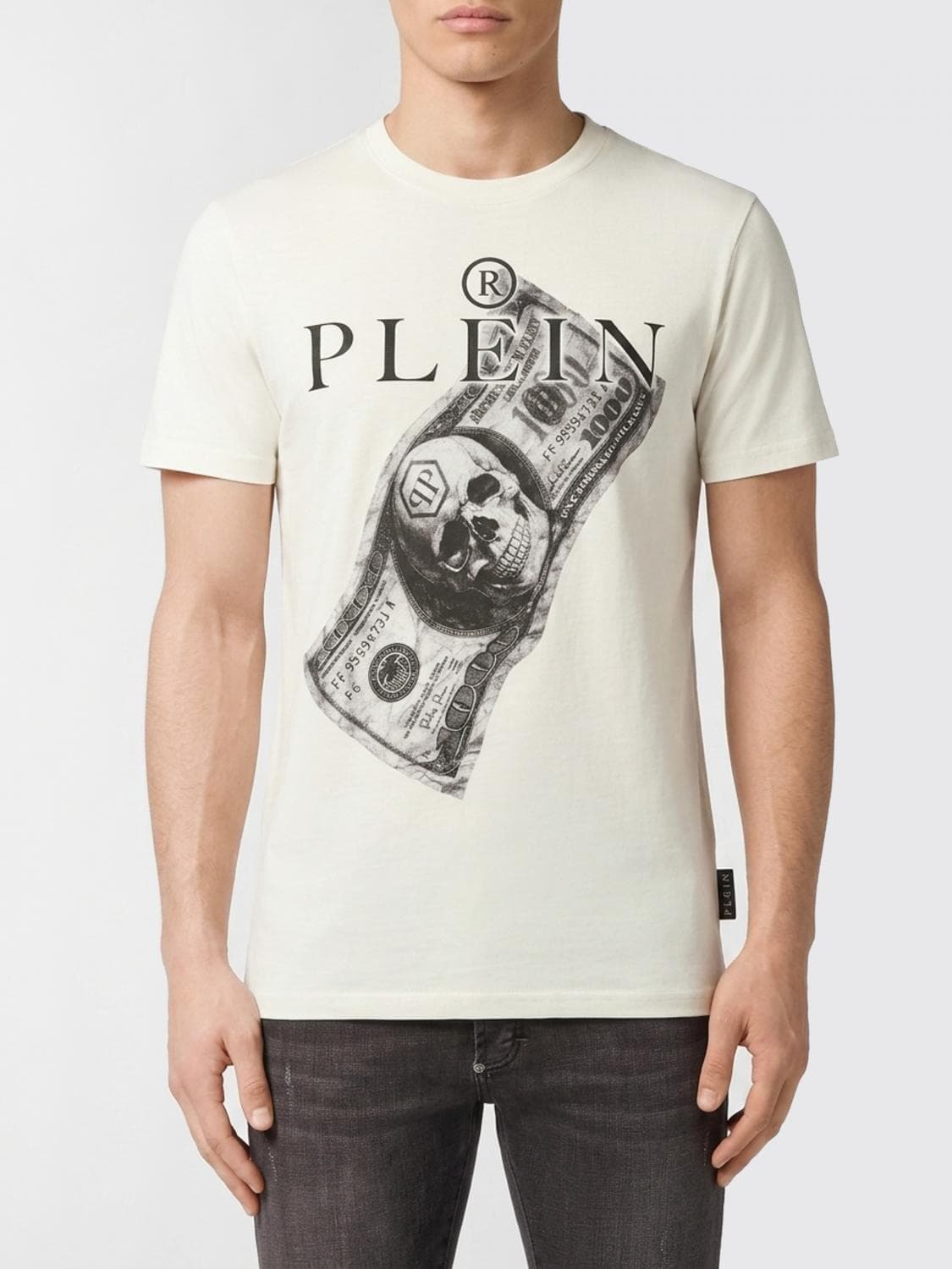 Philipp Plein Graphic Print Cotton T-Shirt with Contrast Logo