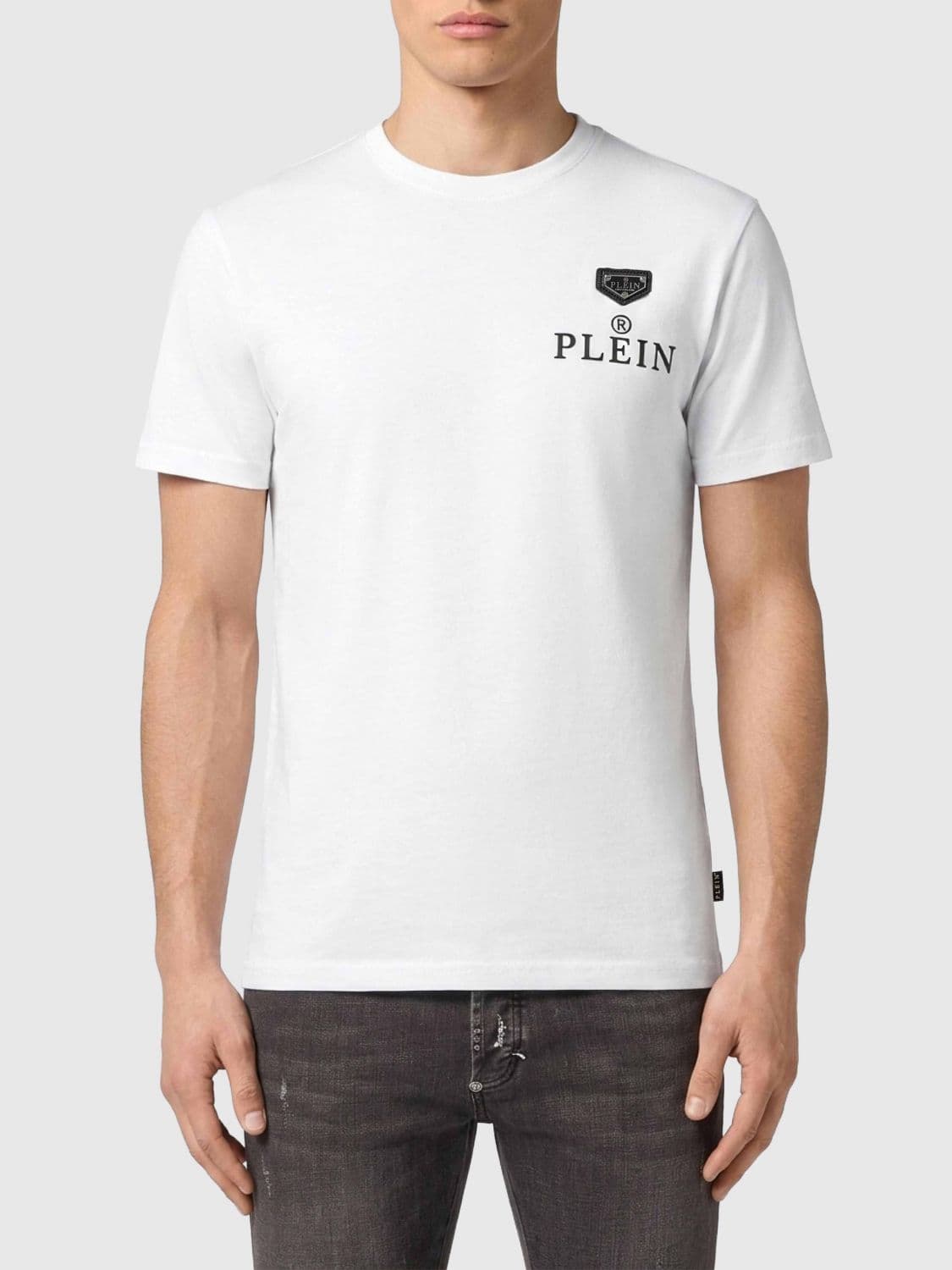 Philipp Plein Slim Fit Cotton T-shirt with Contrast Hexagon Logo
