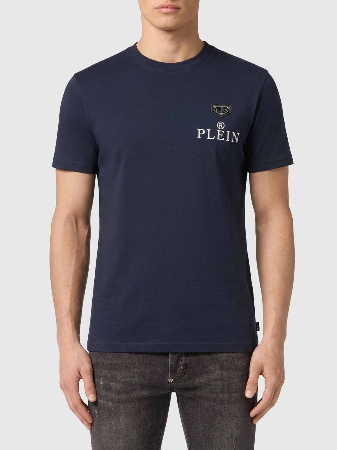 Philipp Plein Slim Fit Cotton T-shirt with Contrast Hexagon Logo