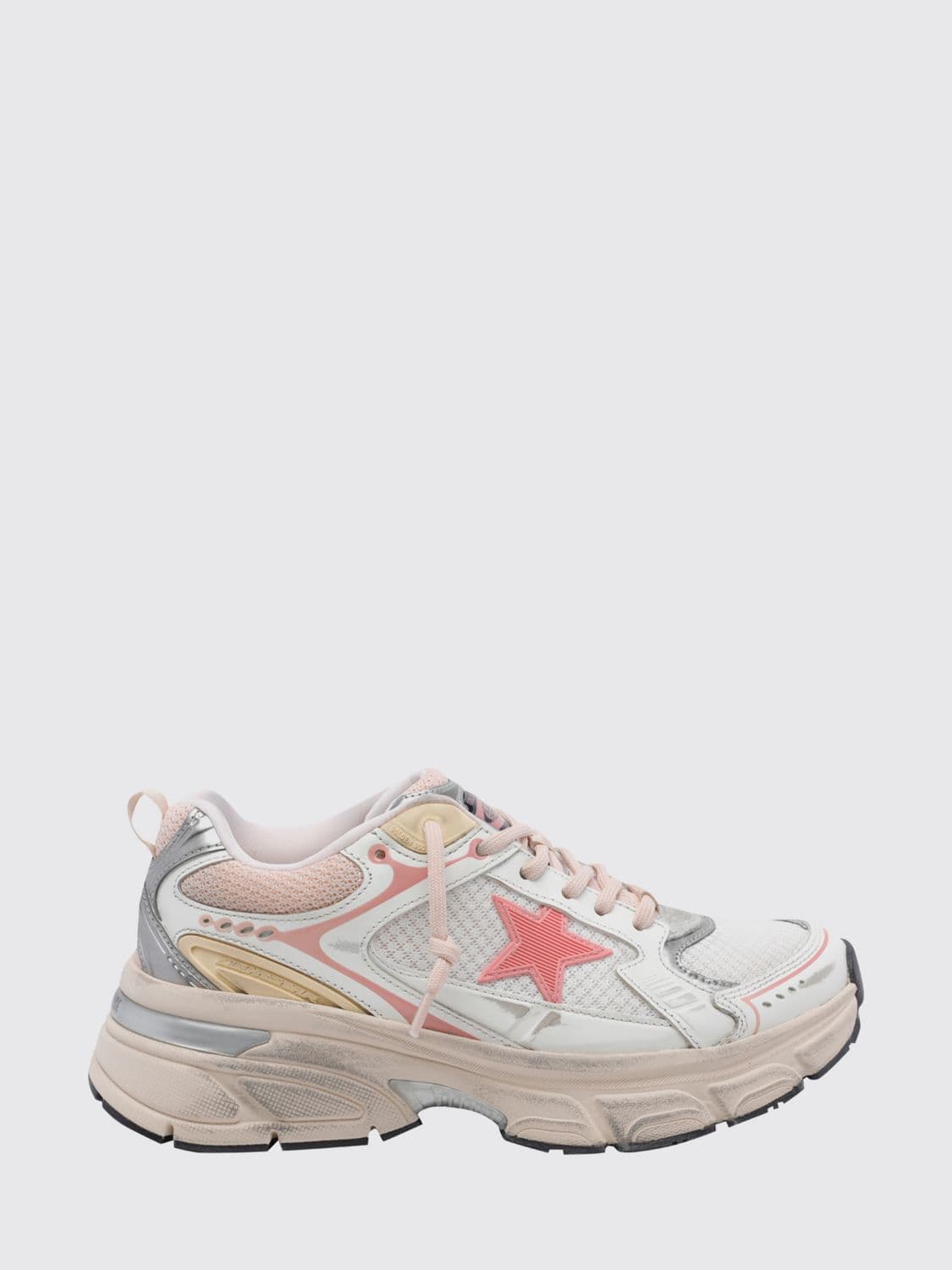 Golden Goose Lightstar Distressed Leather and Mesh Sneakers