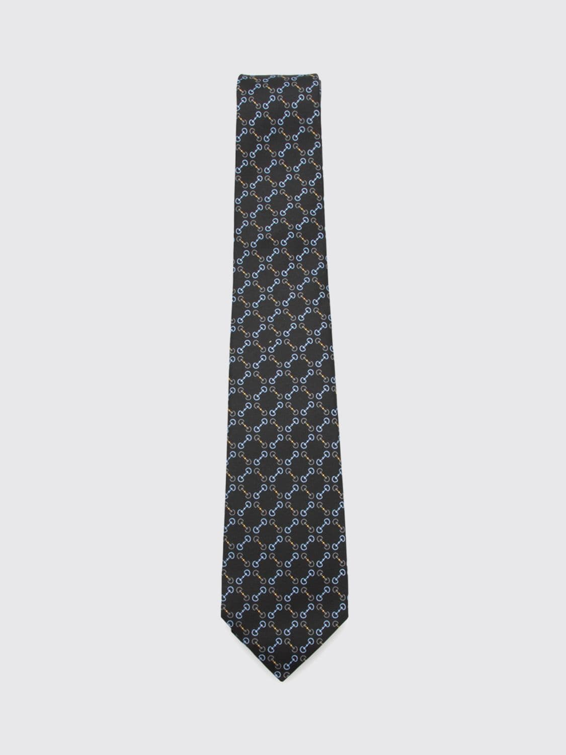 Gucci Horsebit Graphic Print Silk Tie
