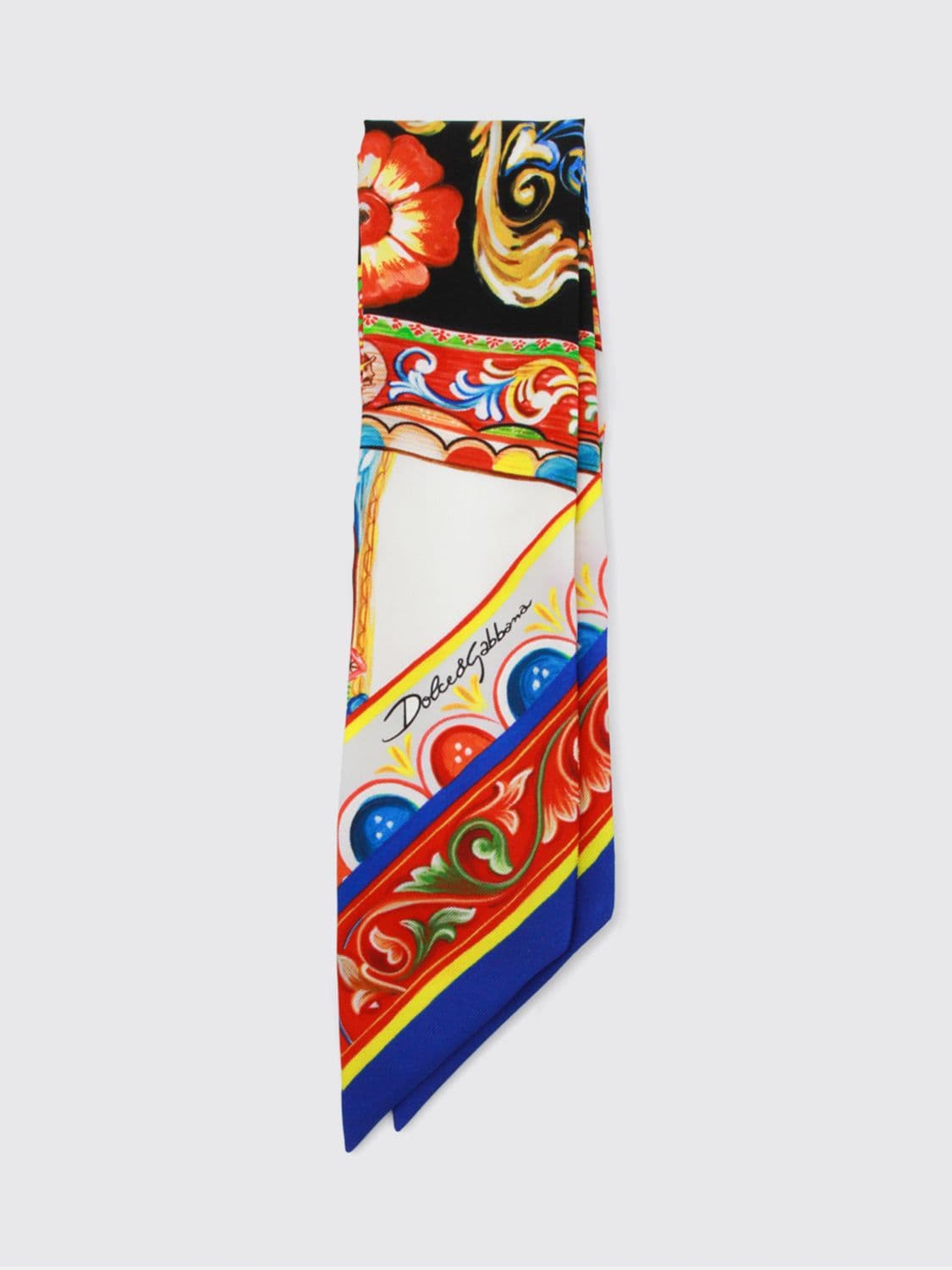 Dolce & Gabbana Pure Silk Foulard with Carretto Siciliano Print · OS