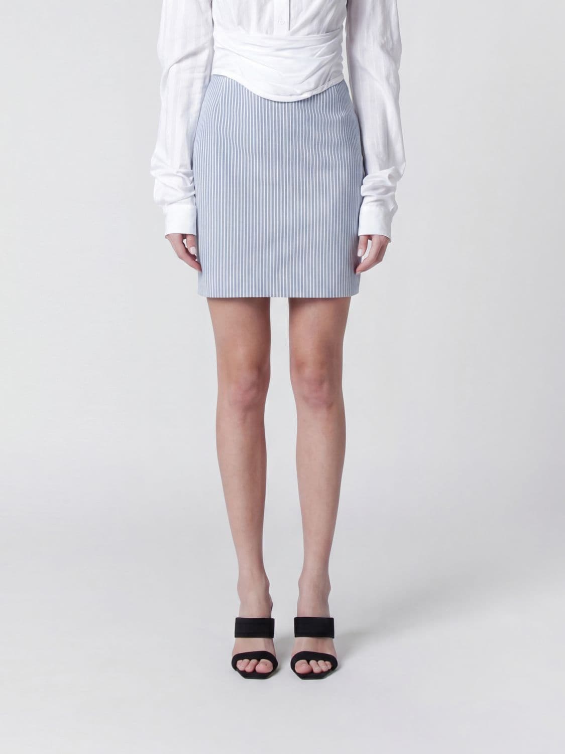 Vivienne Westwood Striped Cotton Mini Pencil Skirt with High Waist