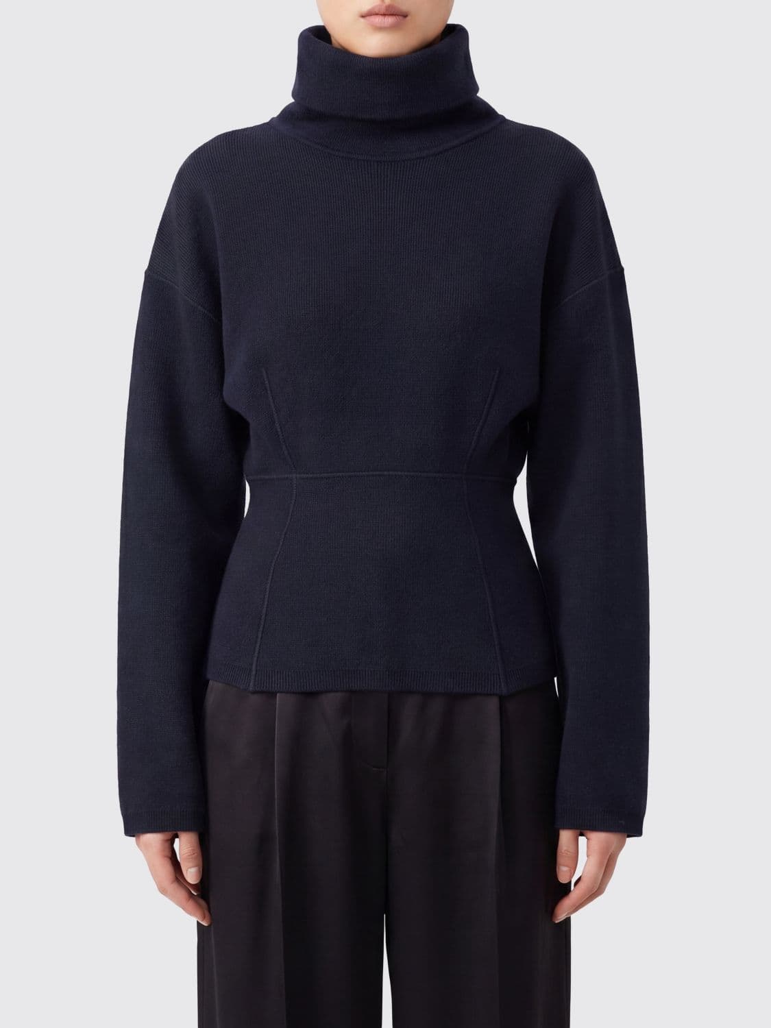 Alaïa Slim-Fit Turtleneck Jumper in Silk Blend with Dropped Shoulders