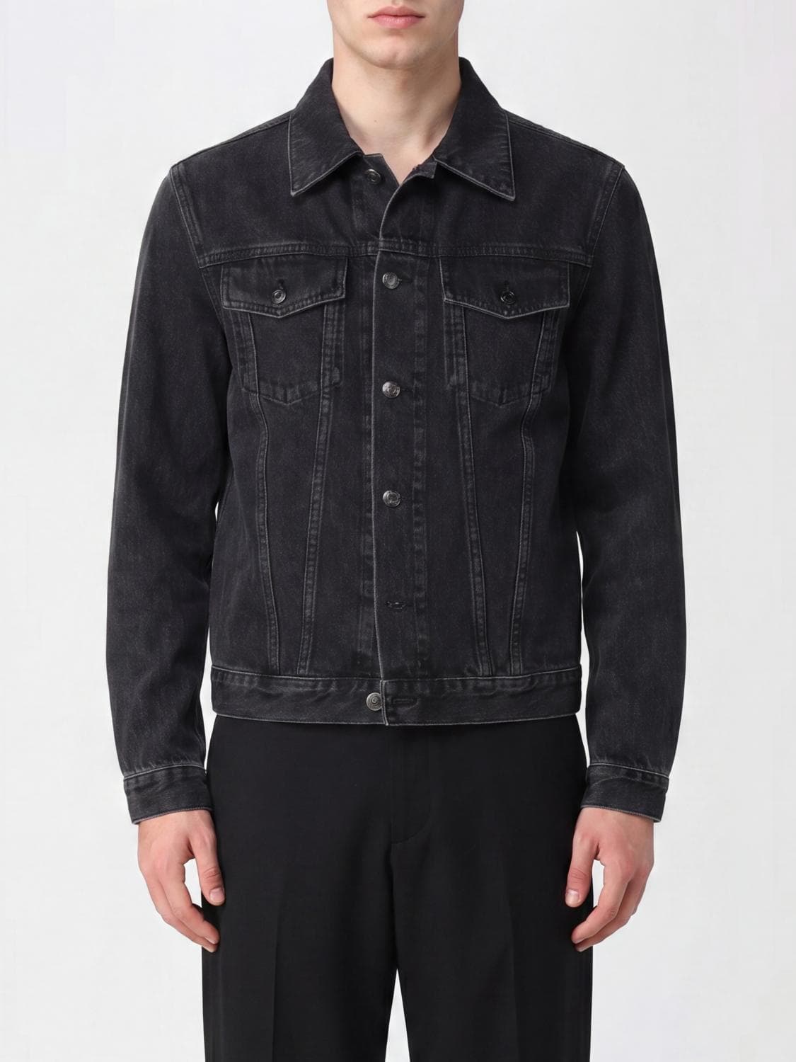 Canali Cotton Denim Shirt Jacket with Patch Pockets