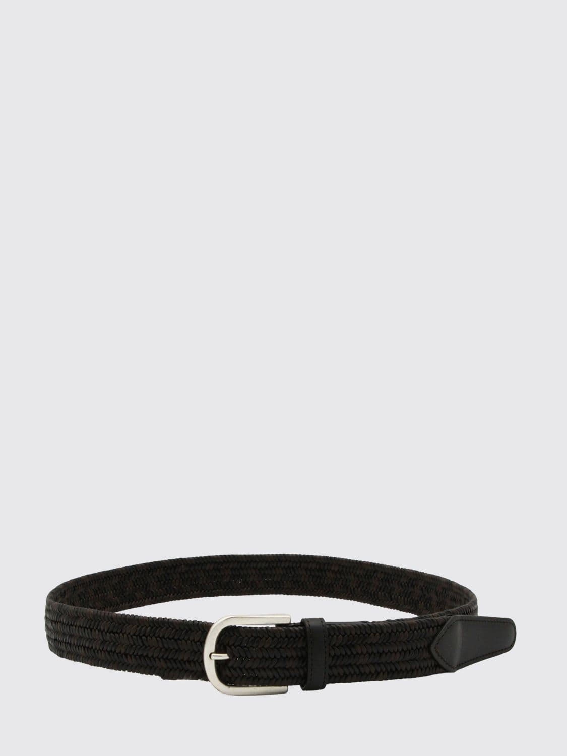 Canali Braided Cotton-Blend Belt with Pin Buckle