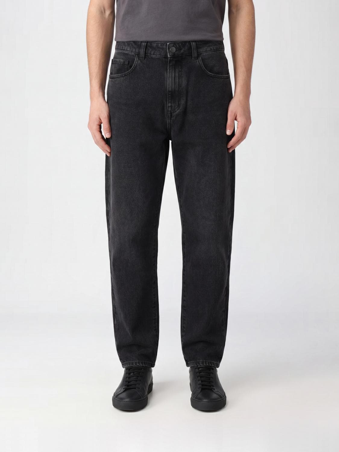 Canali D-Macro Baggy Jeans in Mid-Rise Cotton Denim with Five Pockets