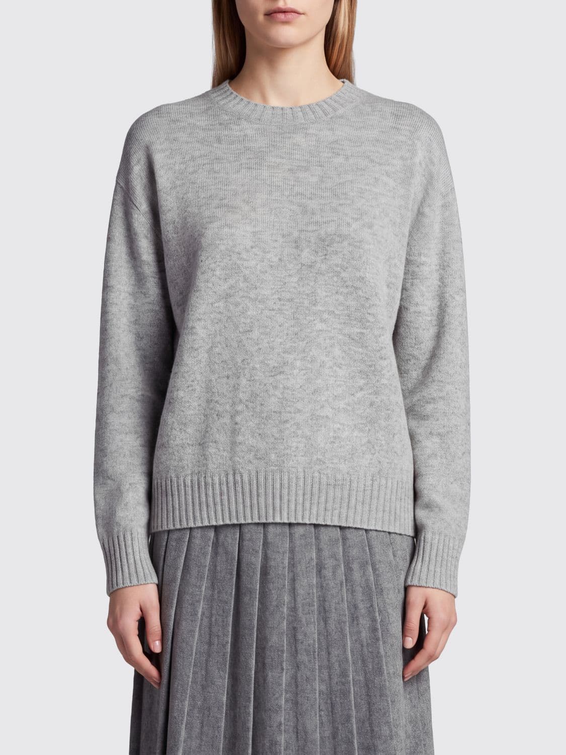 Fabiana Filippi Virgin Wool Silk and Cashmere Crewneck Jumper with Monili