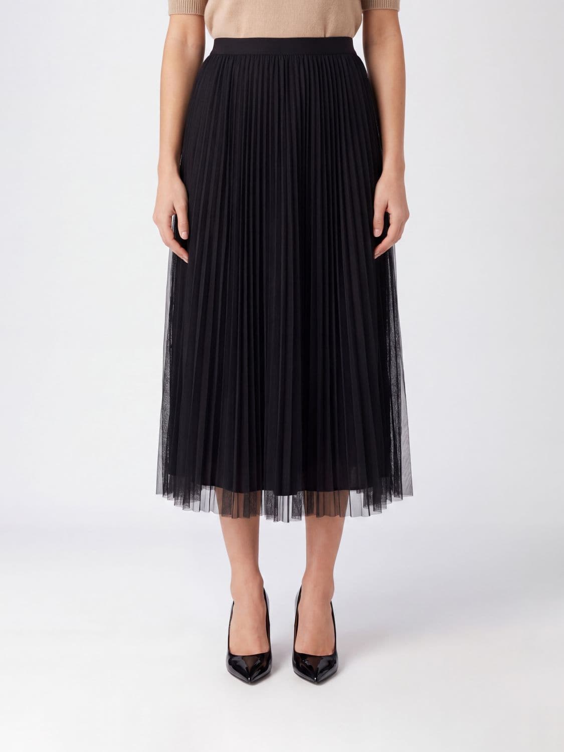Fabiana Filippi Pleated Crêpe Midi Skirt with a High Elasticated Waist