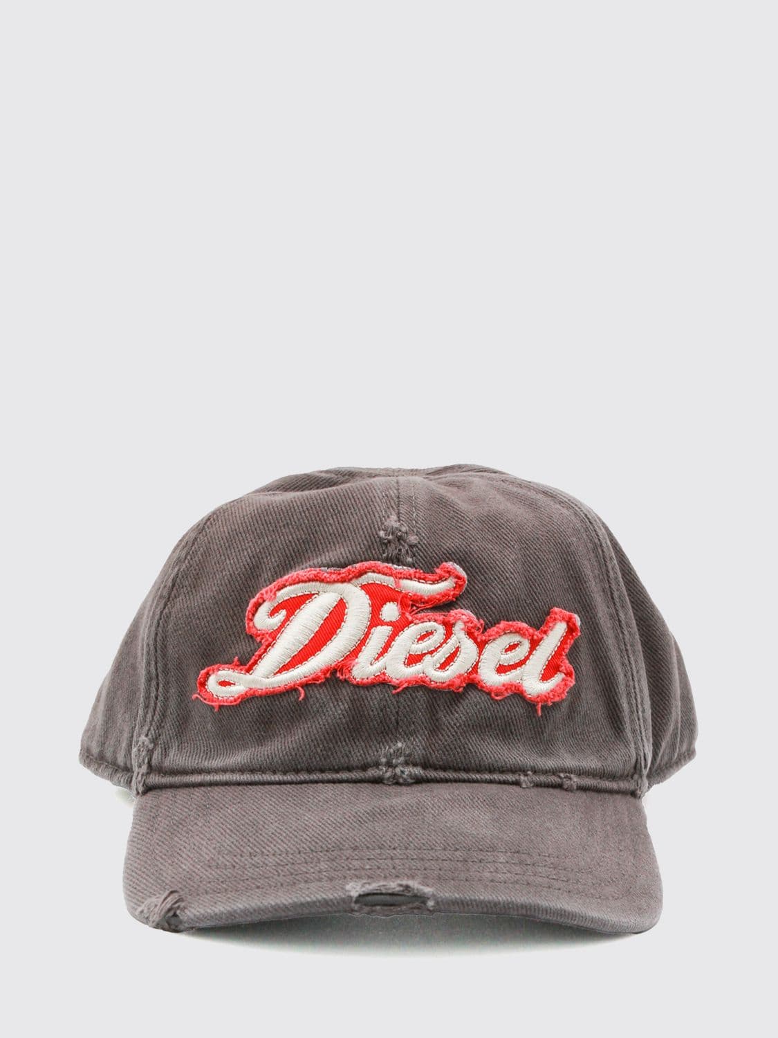 Diesel Distressed Denim Baseball Cap with Embroidered Logo