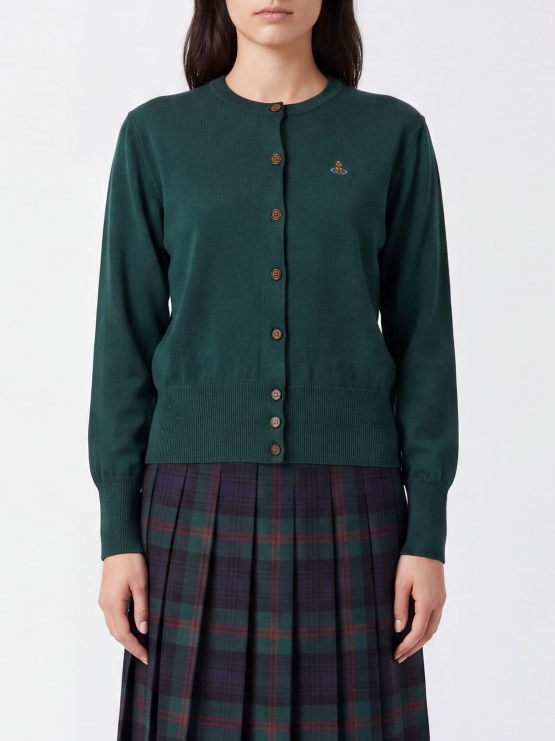 Vivienne Westwood Slim Fit Cotton and Cashmere Cardigan with Orb Logo
