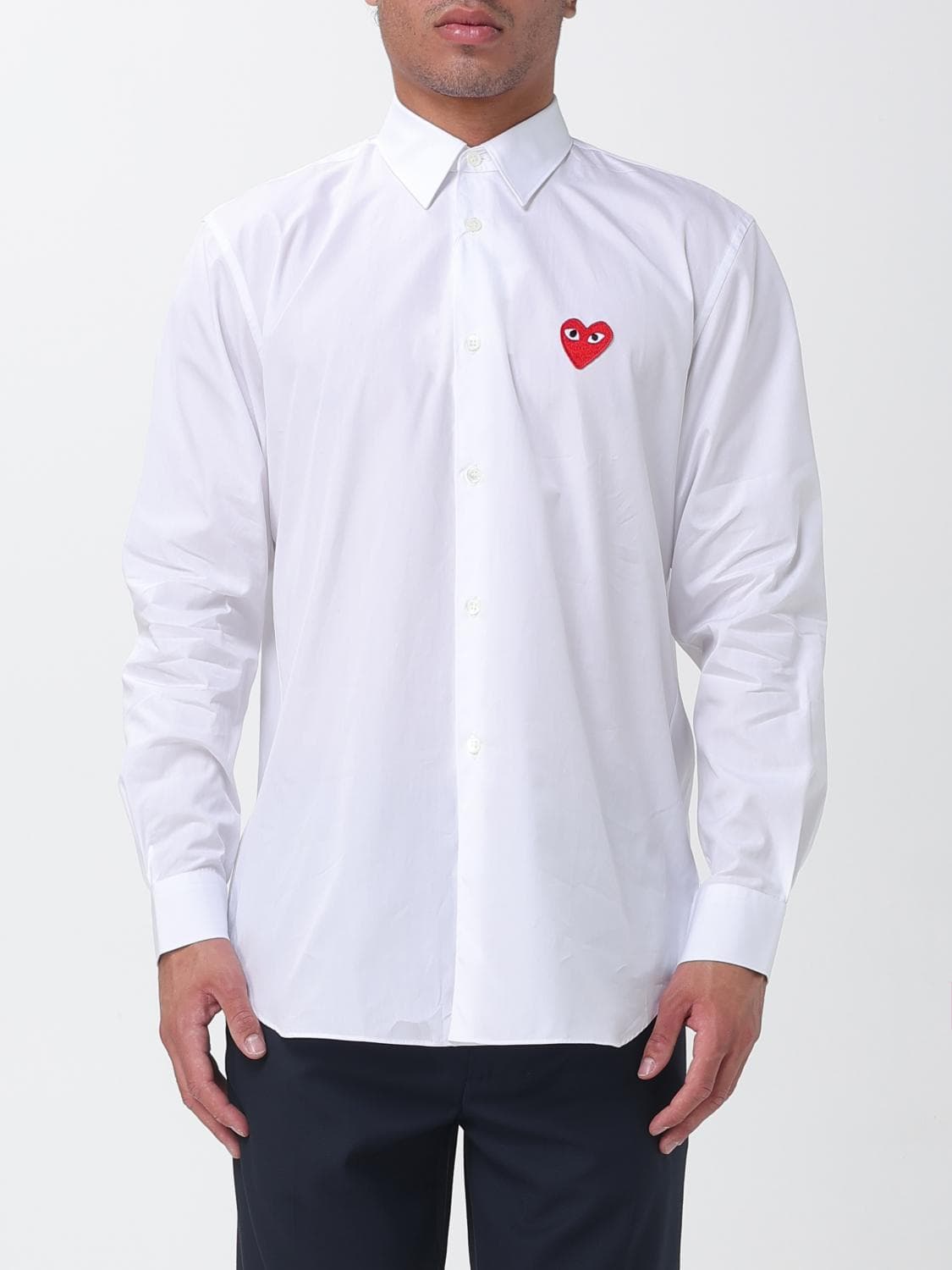 Comme Des Garçons Cotton Poplin Shirt with French Collar and Logo · M
