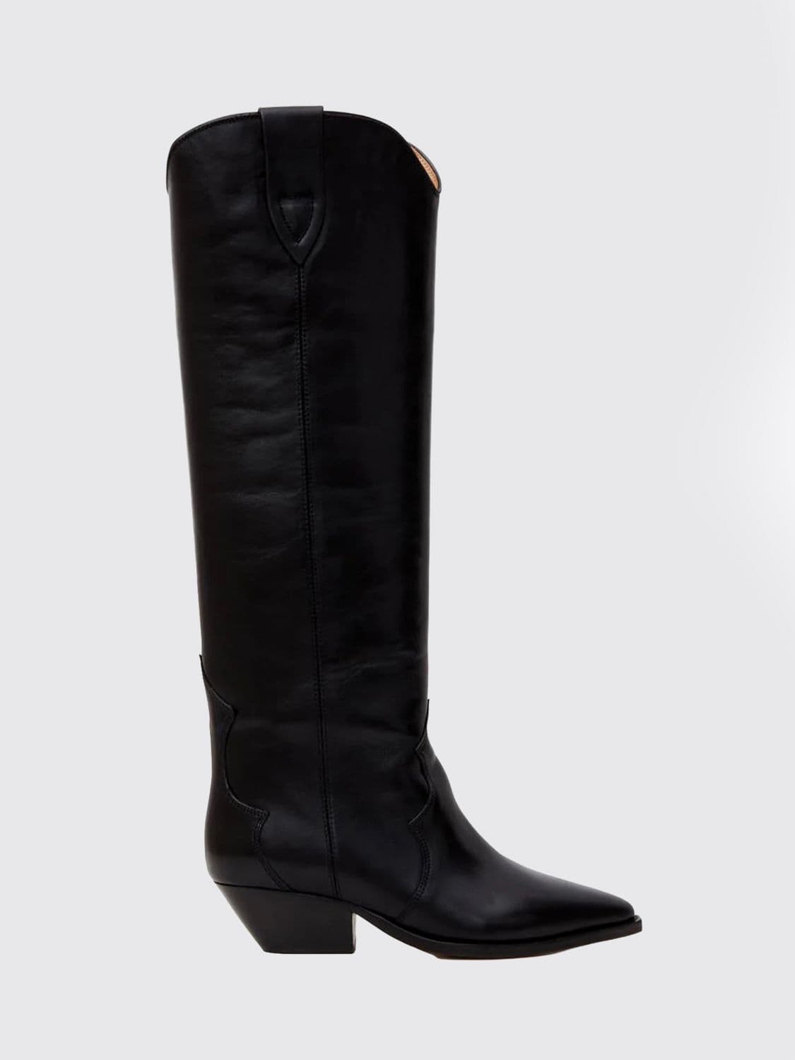 Isabel Marant Denvee Knee-High Western Boots in Smooth Calfskin Leather