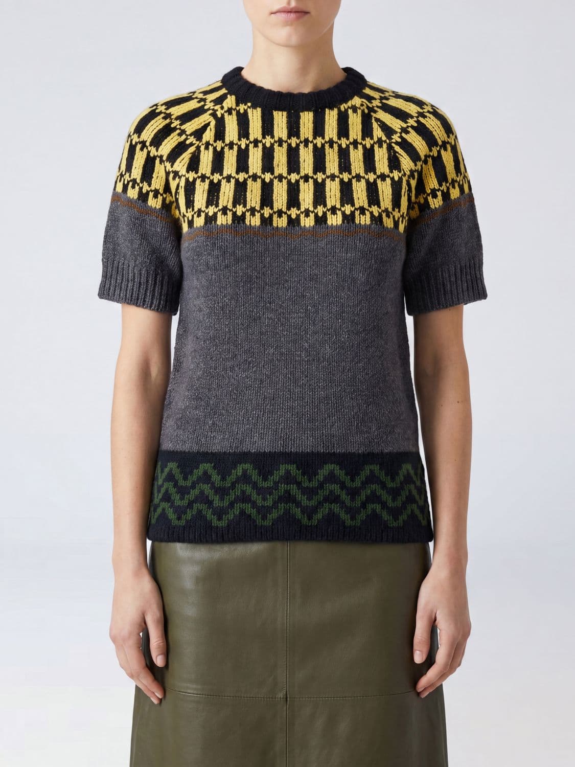 Marni Slim Fit Abstract Jacquard Wool Crewneck Jumper