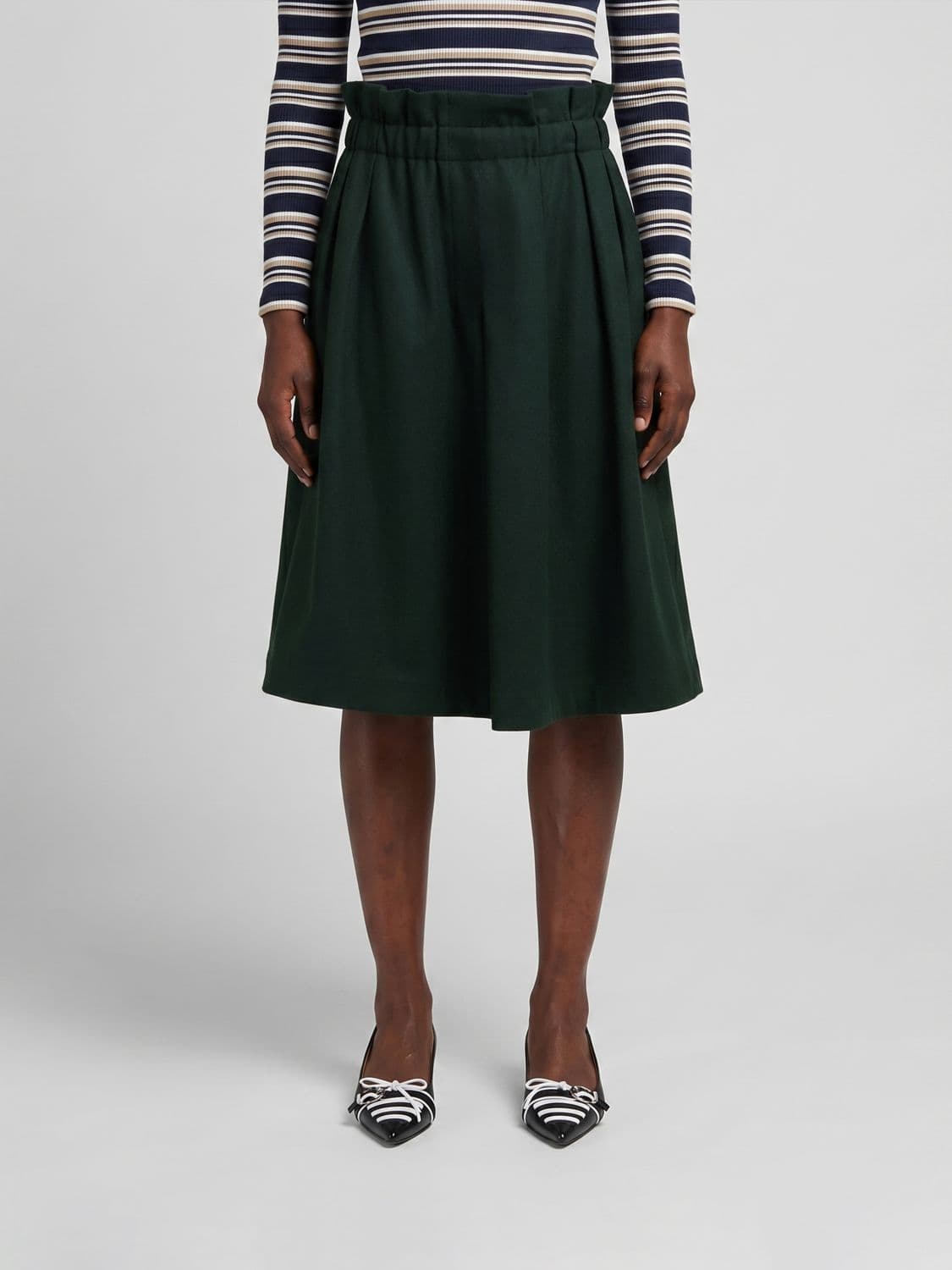 Marni A-Line Polyester Midi Skirt with Rear Zip Closure · 42