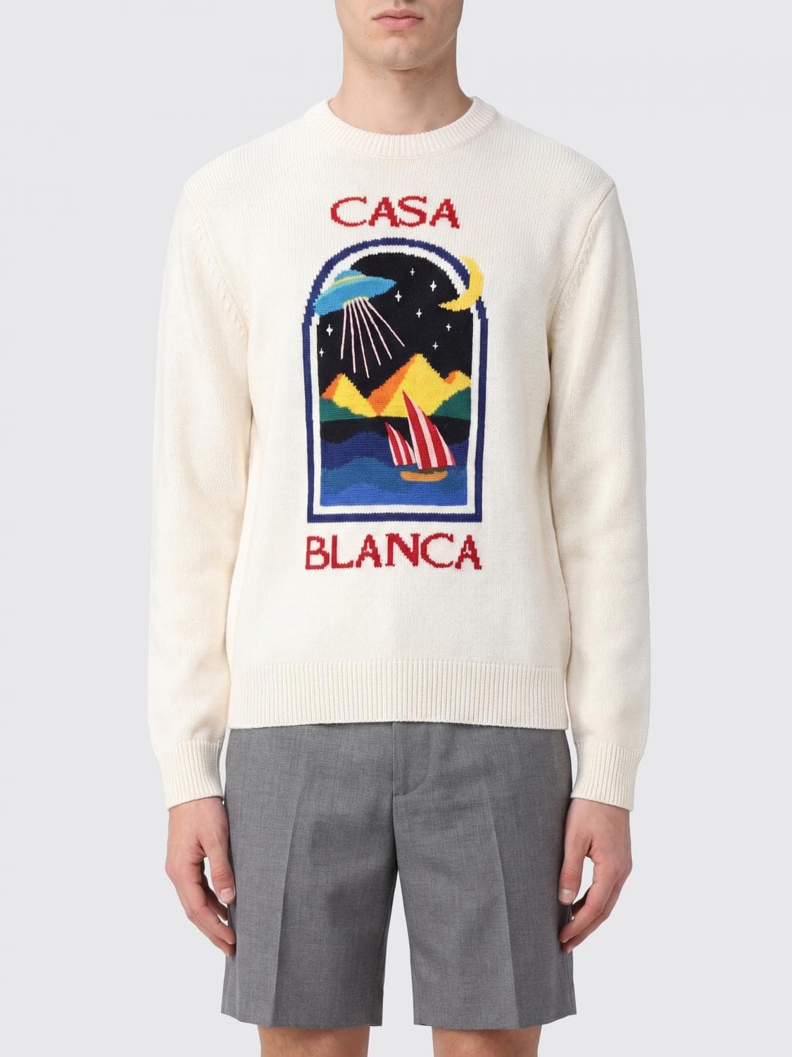 Casablanca Jacquard Maxi Logo Pure Wool Crewneck Jumper