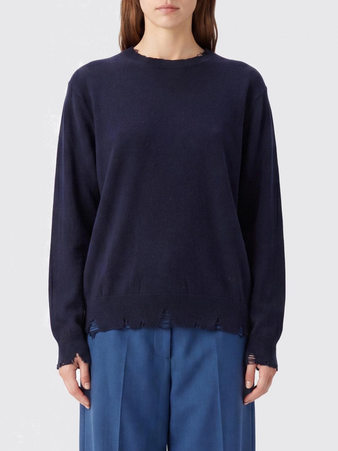 Stella Mccartney Distressed Virgin Wool Crewneck Jumper