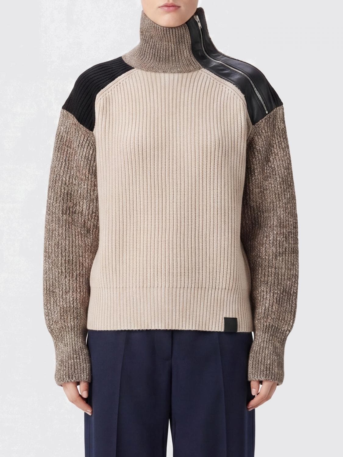 Stella Mccartney Abstract Pattern Ribbed Virgin Wool Roll-Neck