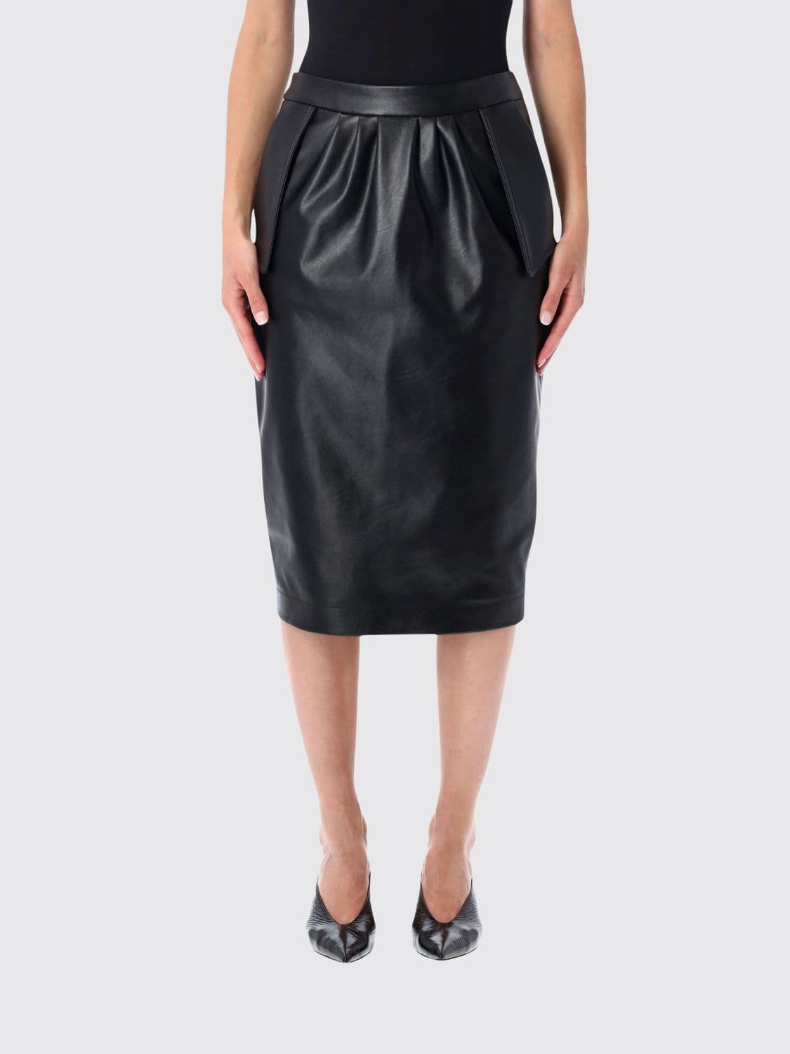 Stella Mccartney High-Waisted Midi Pencil Skirt in Smooth Synthetic Leather
