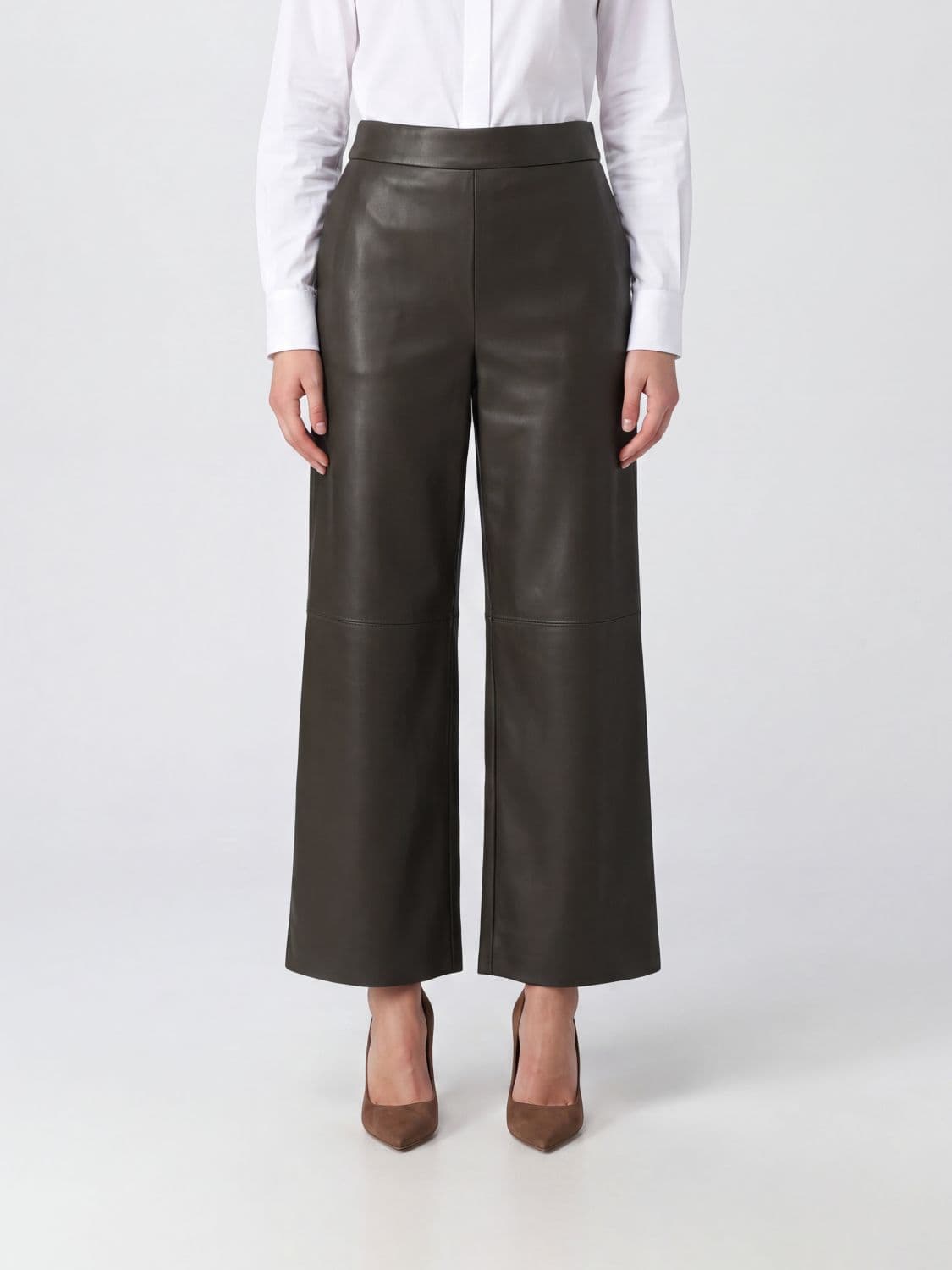 's Max Mara Cropped Wide-Leg Faux Leather Trousers