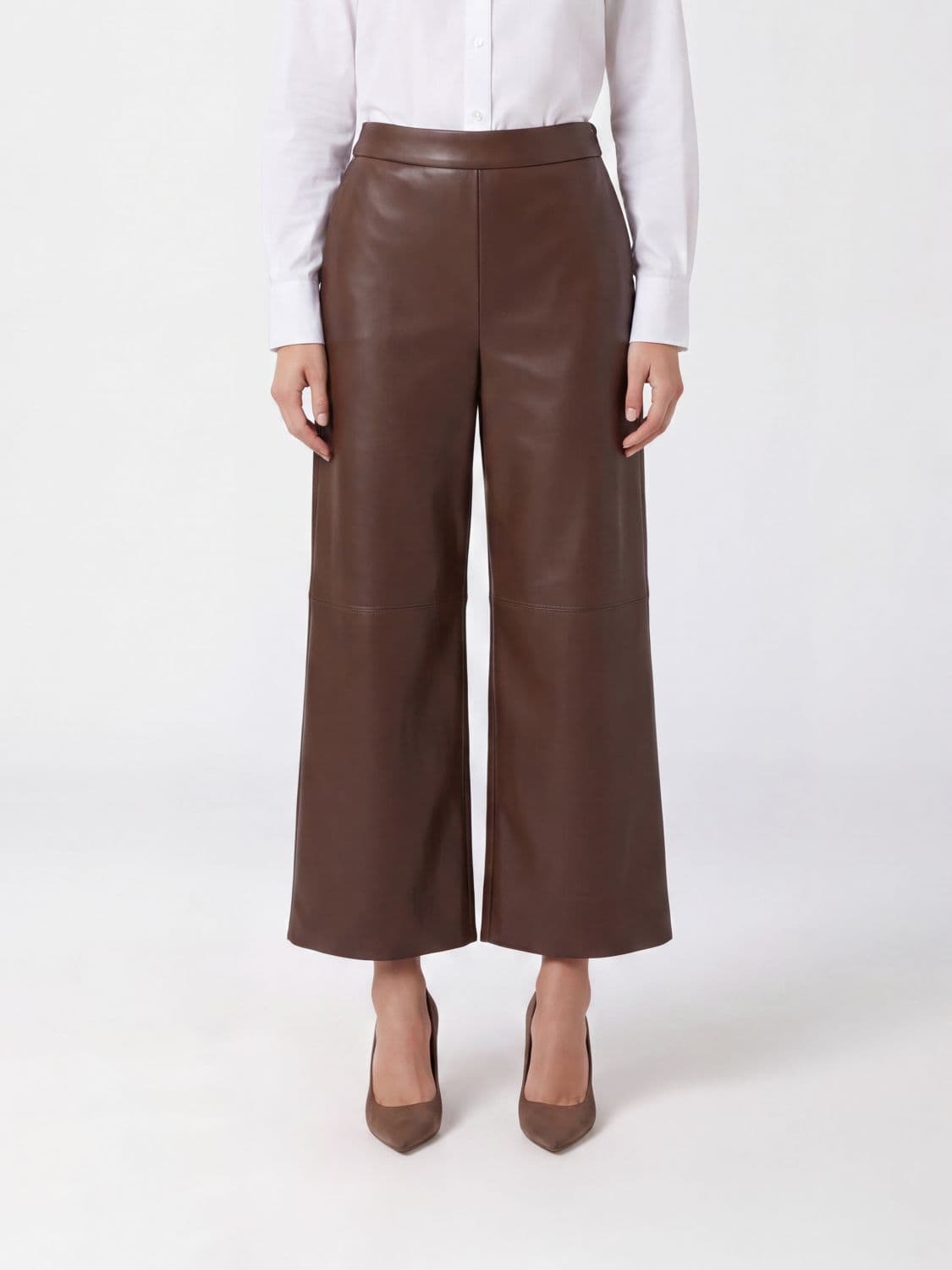 's Max Mara Cropped Wide-Leg Faux Leather Trousers