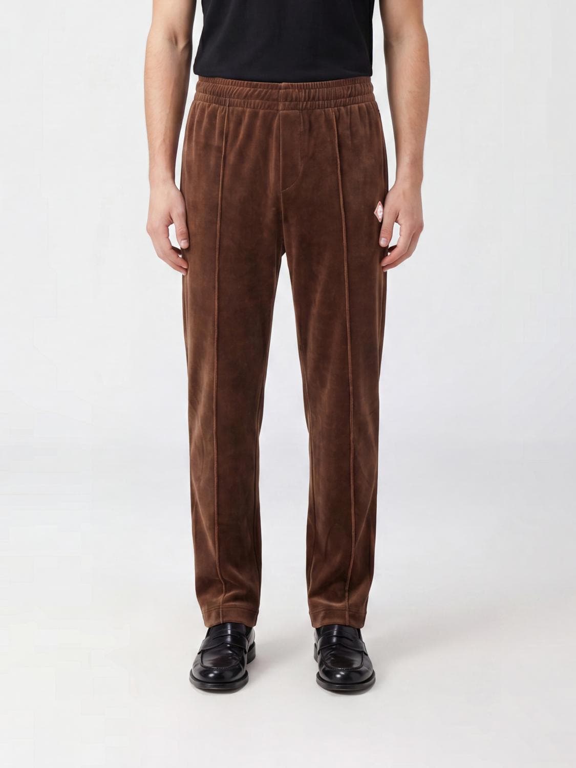 Casablanca Velvet Jogger Trousers with Elasticated Waist and Contrasting Logo