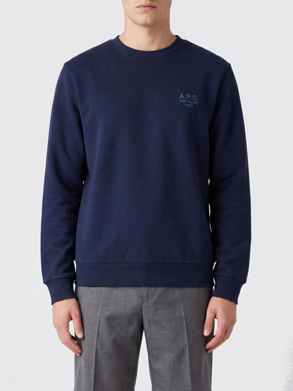 A.p.c. A. P.C. Tone-on-Tone Logo Cotton Crewneck Sweatshirt