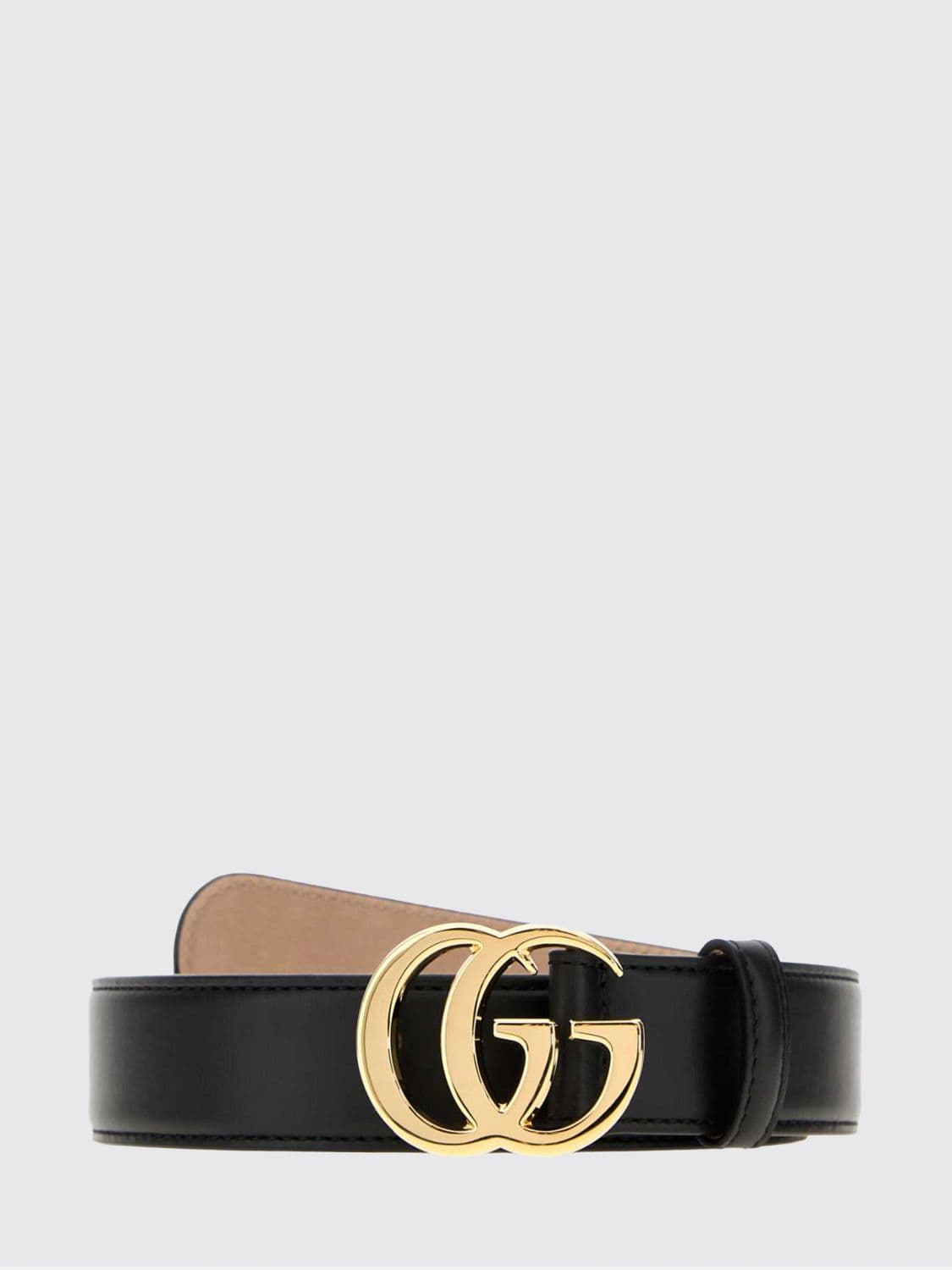 Gucci Black Leather Belt with Engraved Logo Buckle