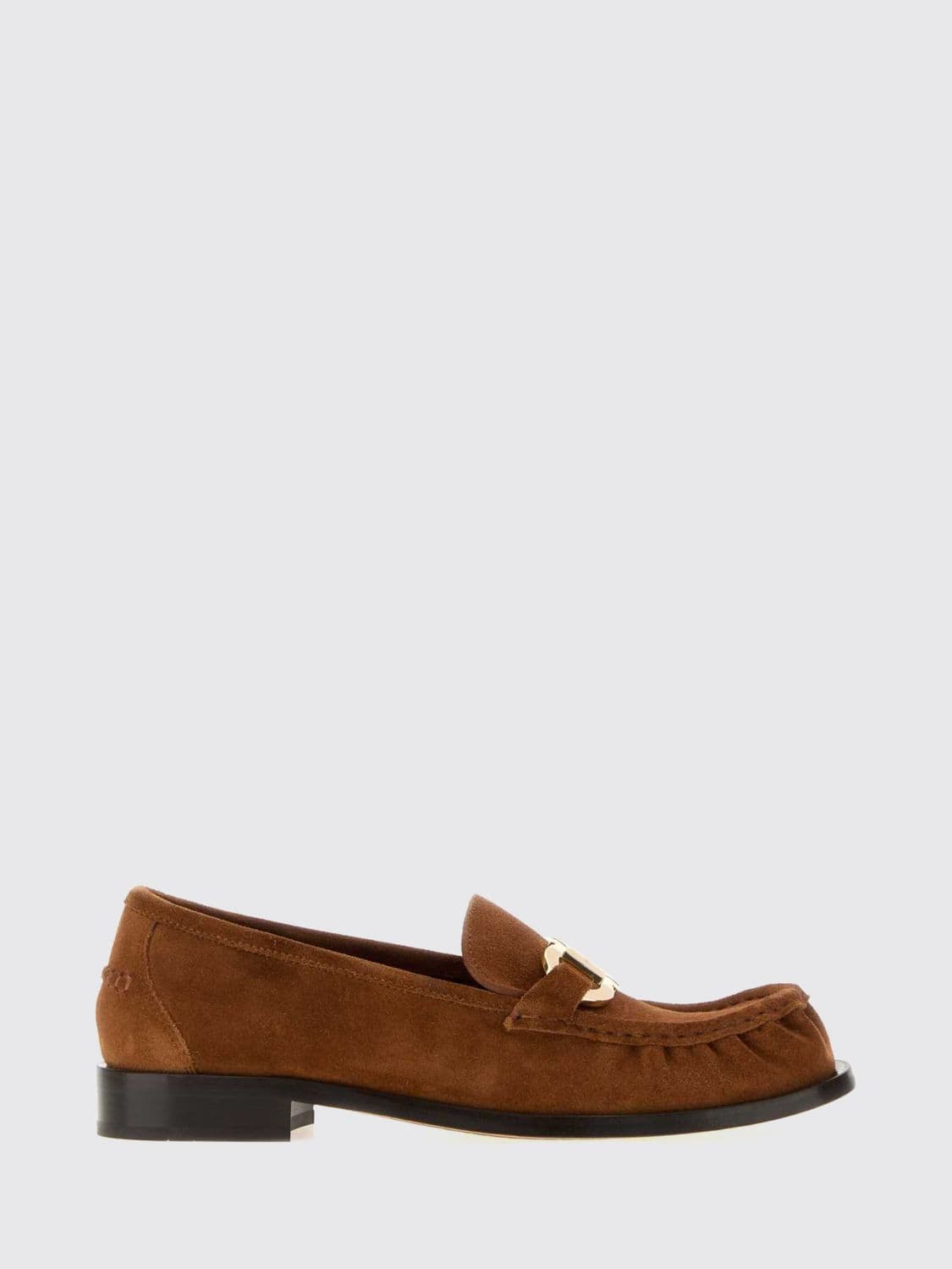 Ferragamo Gancini Suede Calfskin Penny Loafers with Low Heel