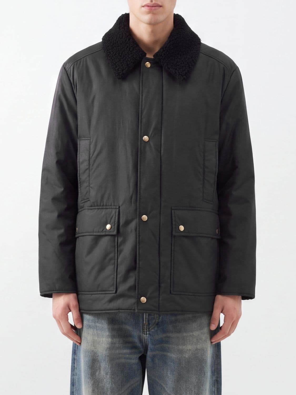 Maison Margiela Padded Nylon Jacket with Fur Collar