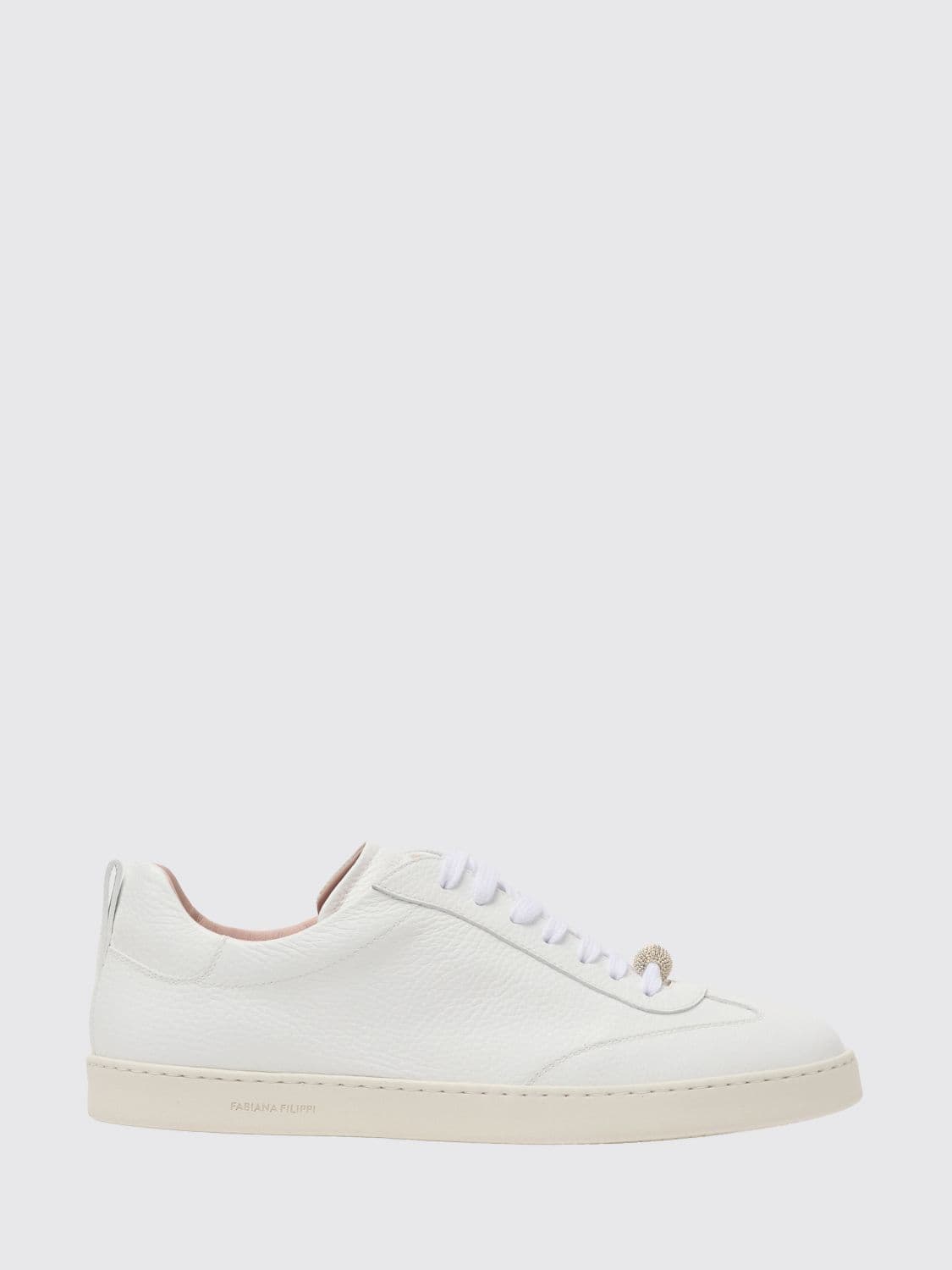 Fabiana Filippi Tumbled Leather Low-Top Sneakers with Ornament