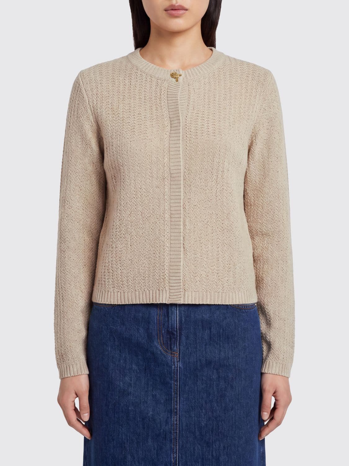 Fabiana Filippi Slim Fit Cardigan in a Wool, Silk and Cashmere Blend
