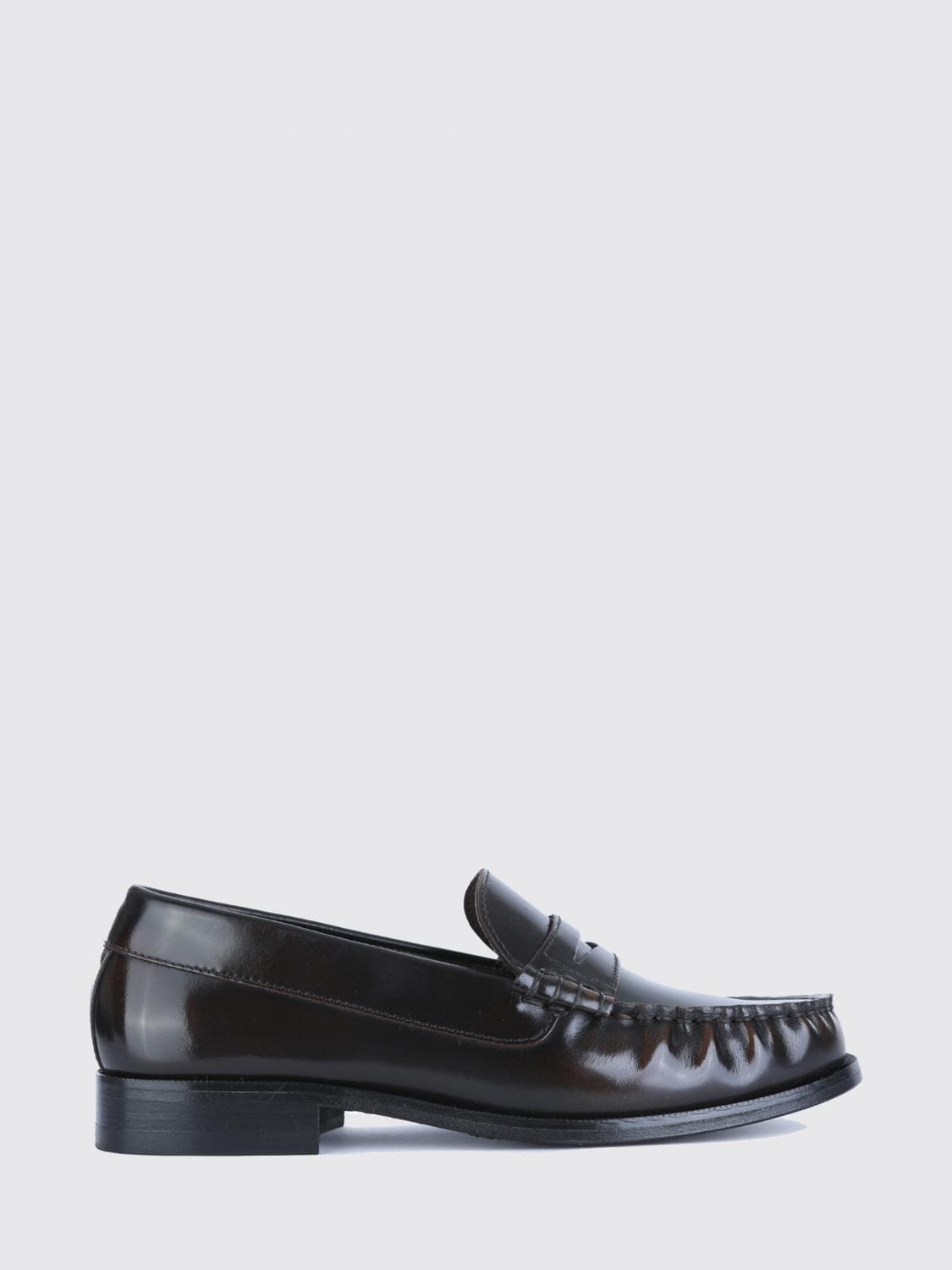 Alohas Rivet Brushed Leather Loafers with Strap
