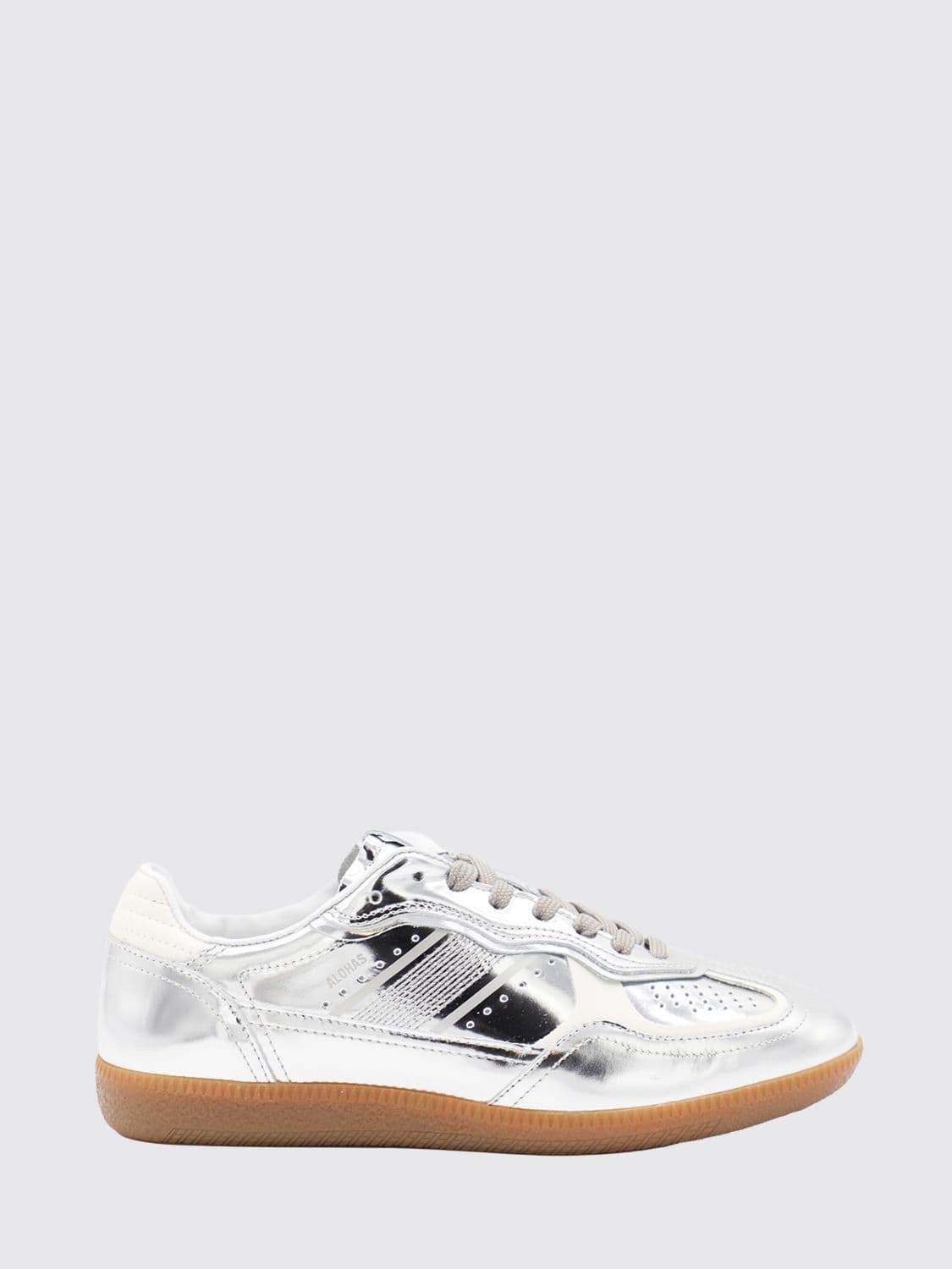 Alohas TB.490 Silver Laminated Leather Sneakers with Round Toe