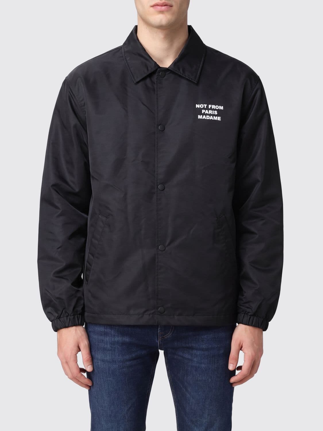 Drôle De Monsieur Nylon Shirt Jacket with Contrasting Slogan Logo