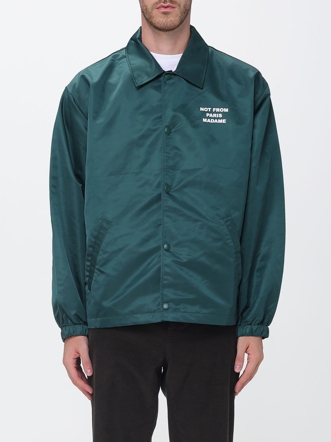 Drôle De Monsieur Nylon Shirt Jacket with Contrasting Slogan Logo