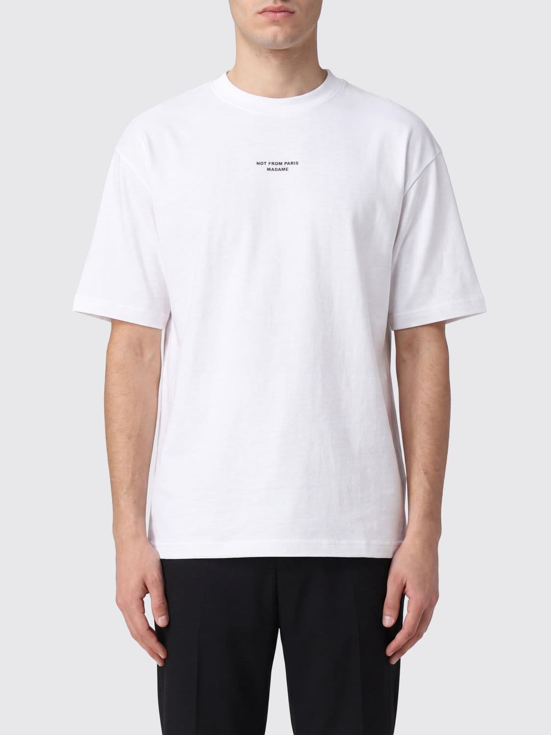Drôle De Monsieur Cotton T-shirt with Contrasting Logo and Dropped Shoulders