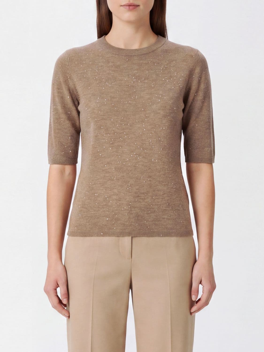 Fabiana Filippi Short-Sleeved Slim Fit Wool Blend Crewneck Jumper