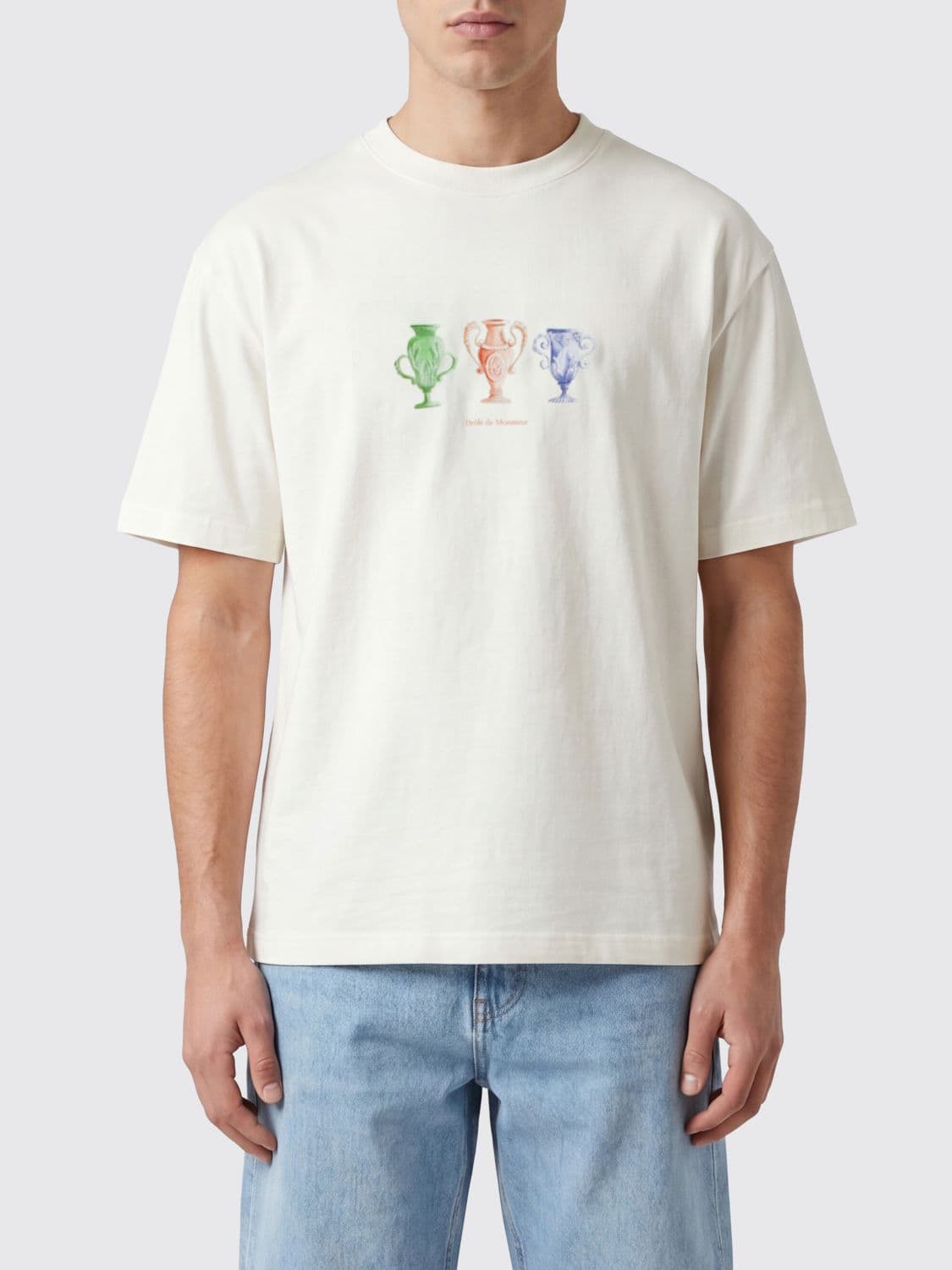 Drôle De Monsieur Cotton T-shirt with Graphic Print and Vintage Logo