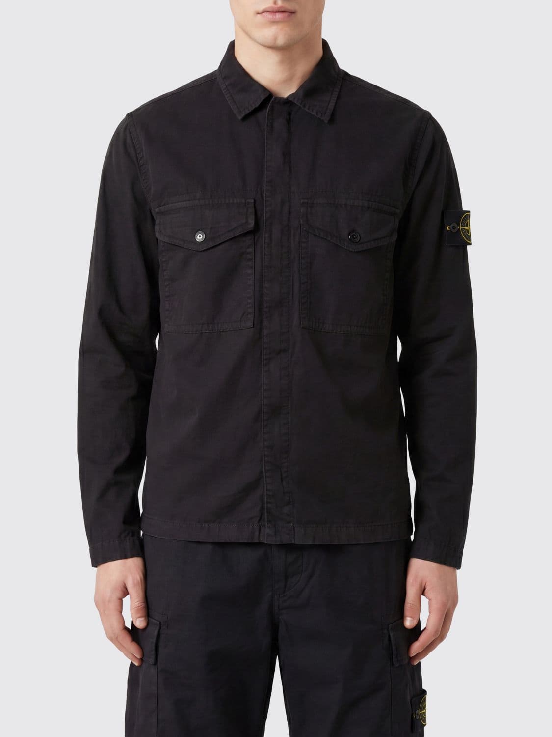 Stone Island Slim Fit Cotton Twill Shirt Jacket with Compass Logo