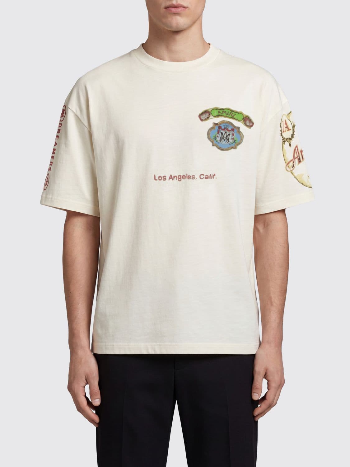 Amiri Cotton T-shirt with Vintage Graphic Print and Contrasting Logo · M