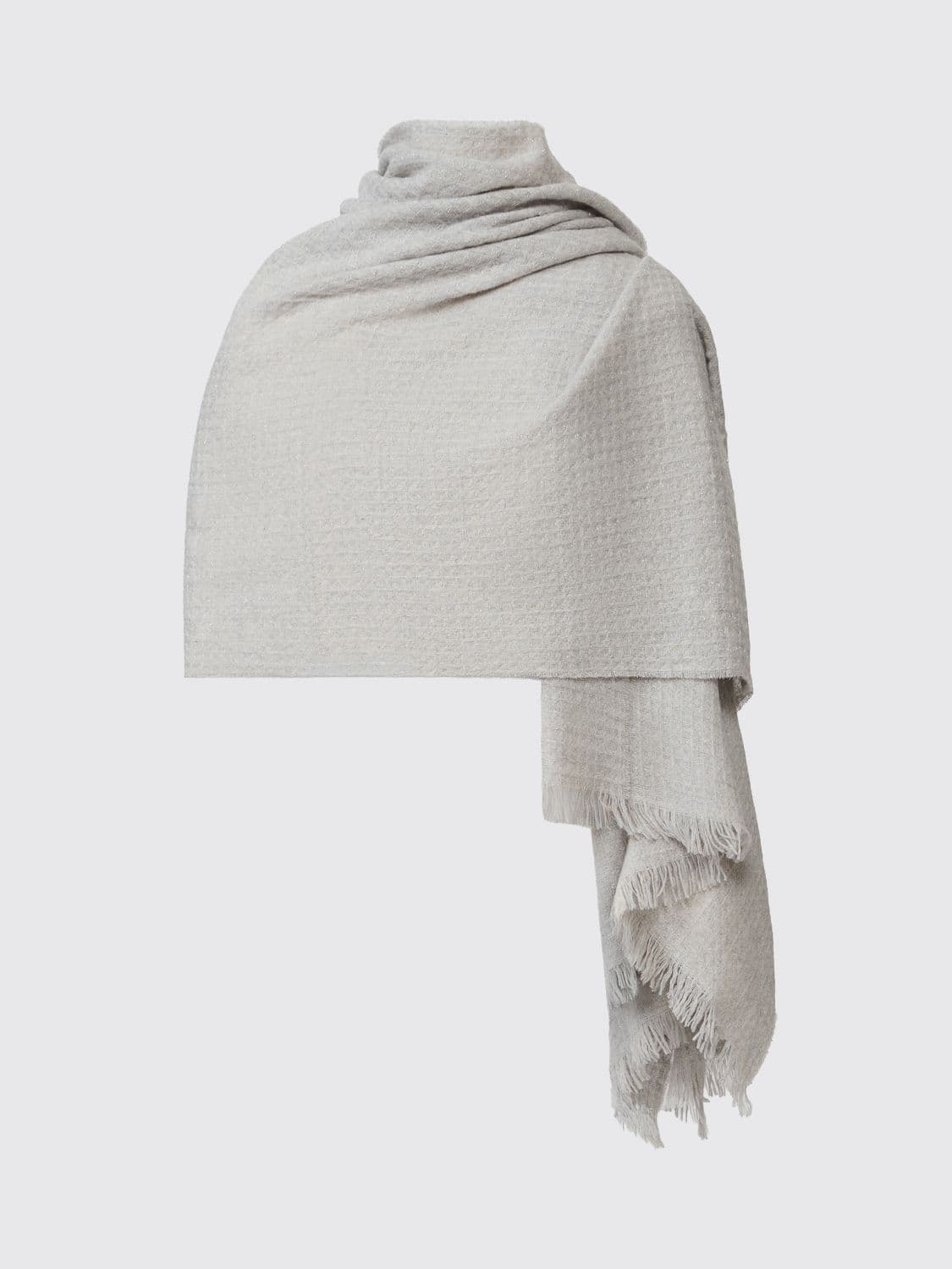 Fabiana Filippi Large Virgin Wool and Cashmere Stole with Fringed Hem · OS