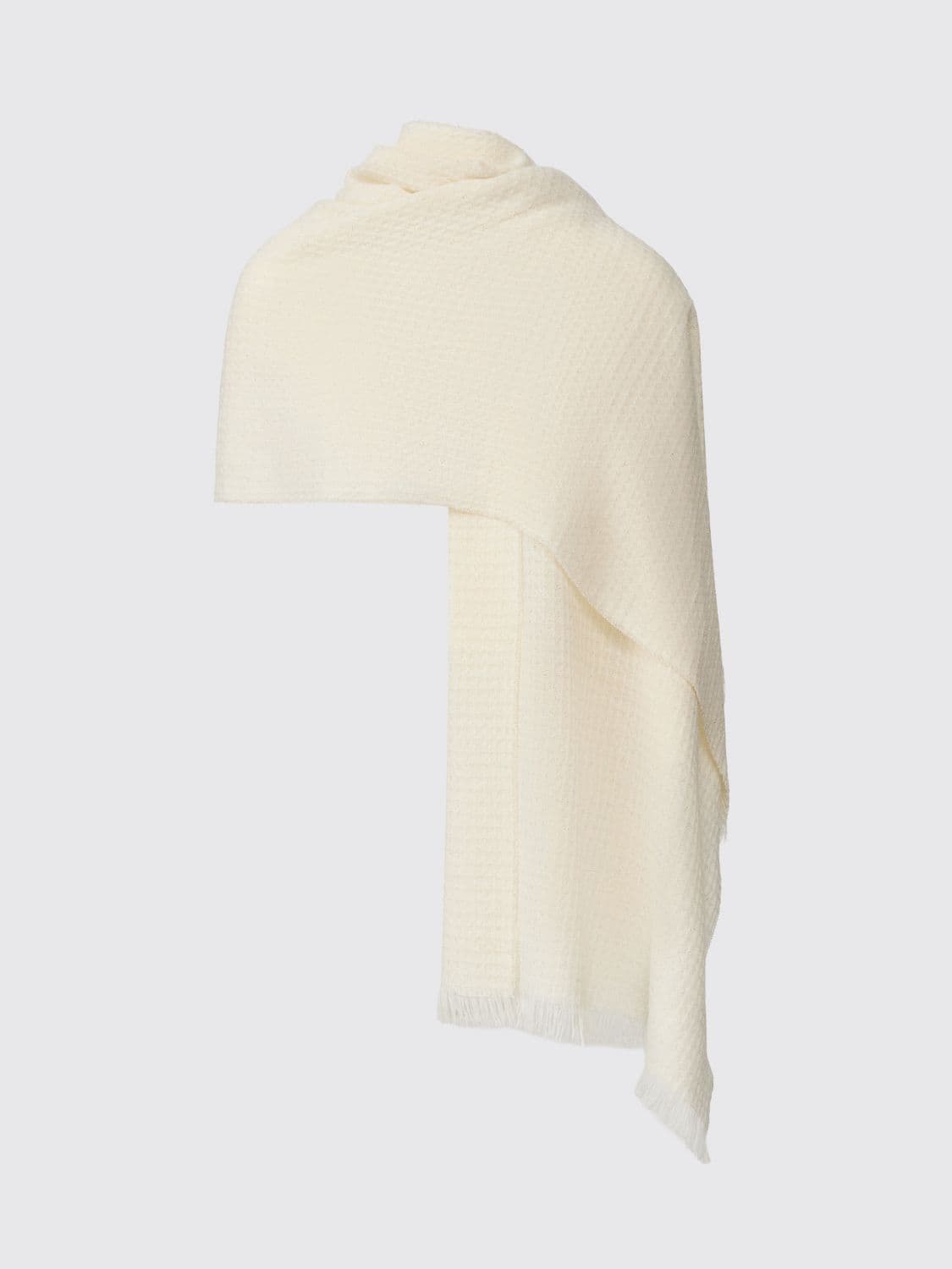 Fabiana Filippi Large Virgin Wool and Cashmere Stole with Fringed Hem · OS