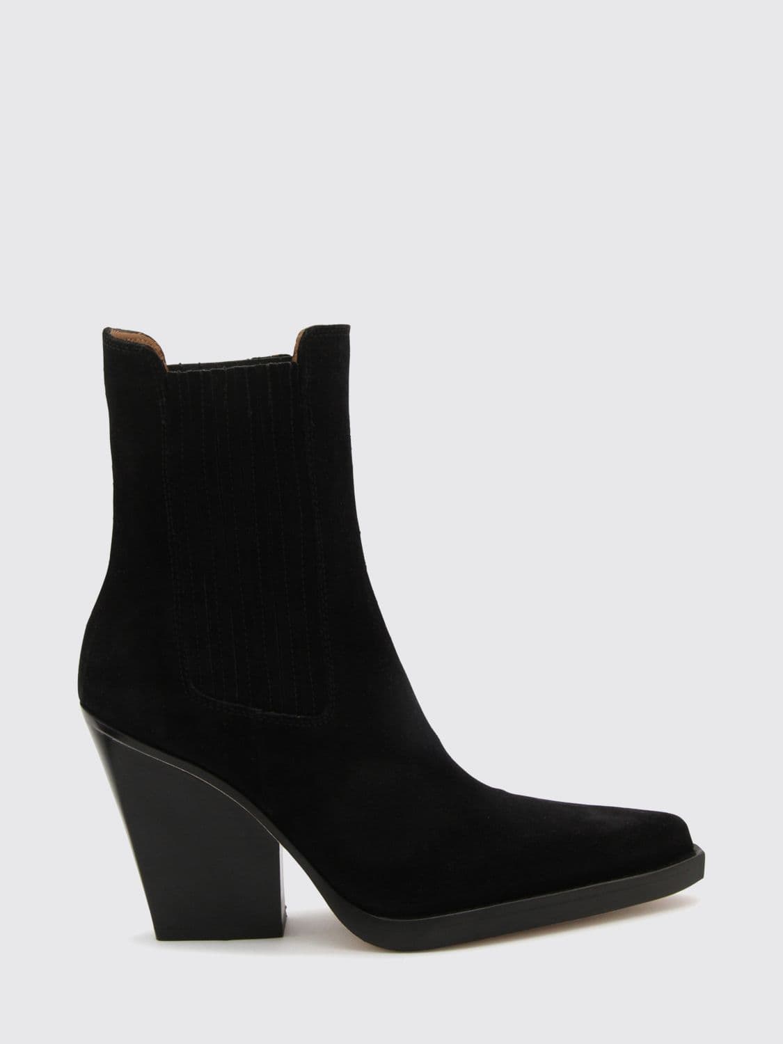 Paris Texas Dallas Suede Western Chelsea Boots with High Flared Heel