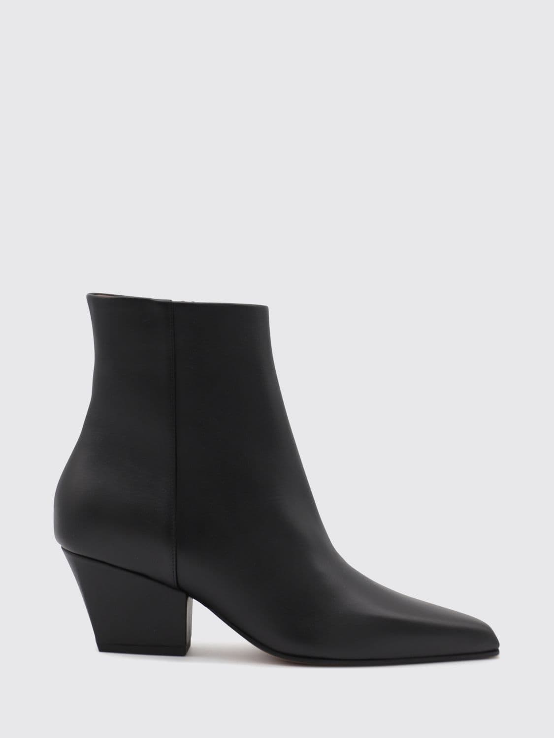 Paris Texas Jane Calf Leather Western Ankle Boots with Chunky Heel