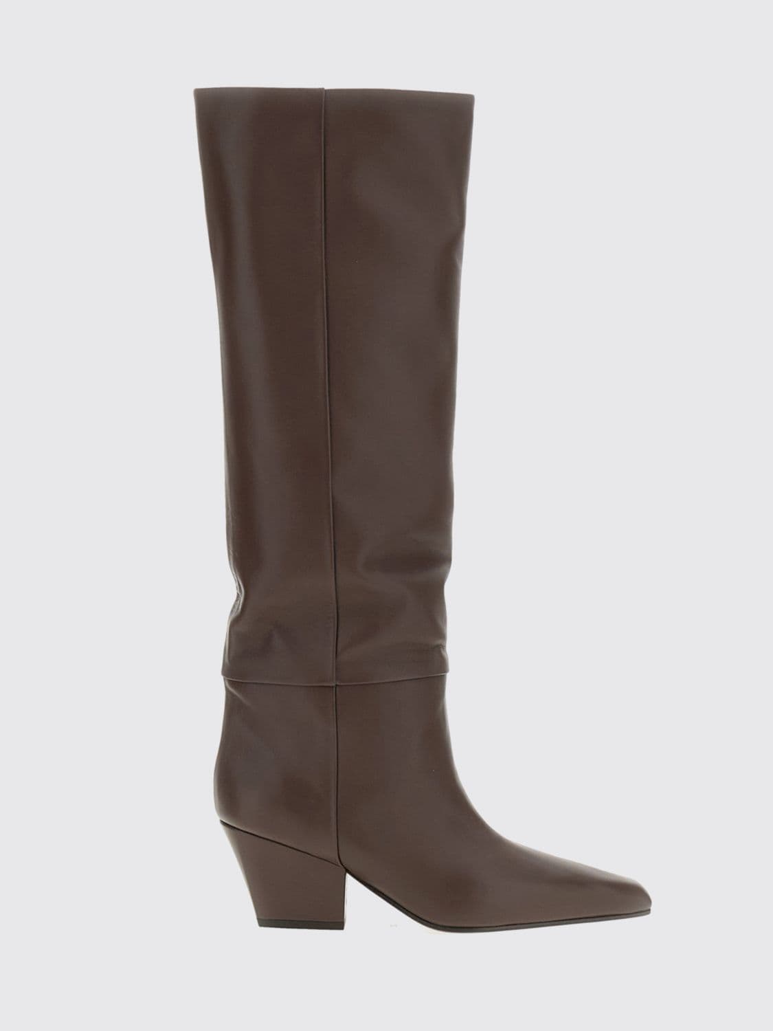 Paris Texas Jane Calf Leather Western Ankle Boots with Chunky Heel