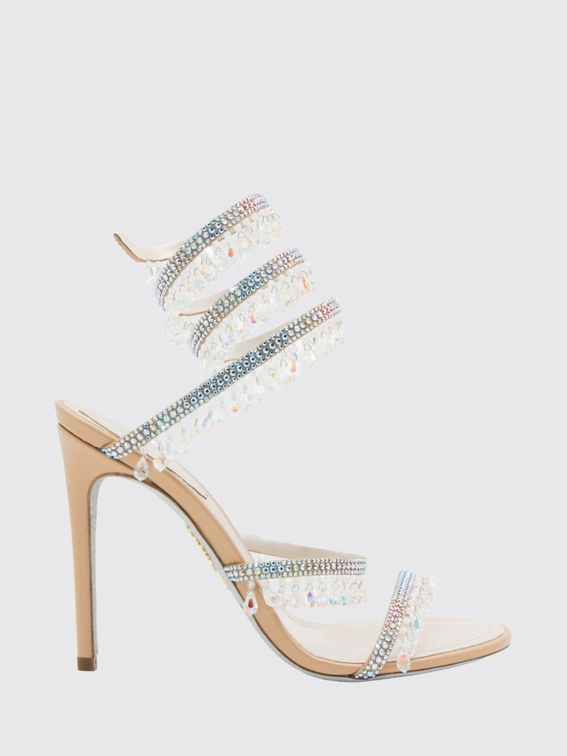 Rene Caovilla Chandelier Leather Sandals with Crystals and Stiletto Heel
