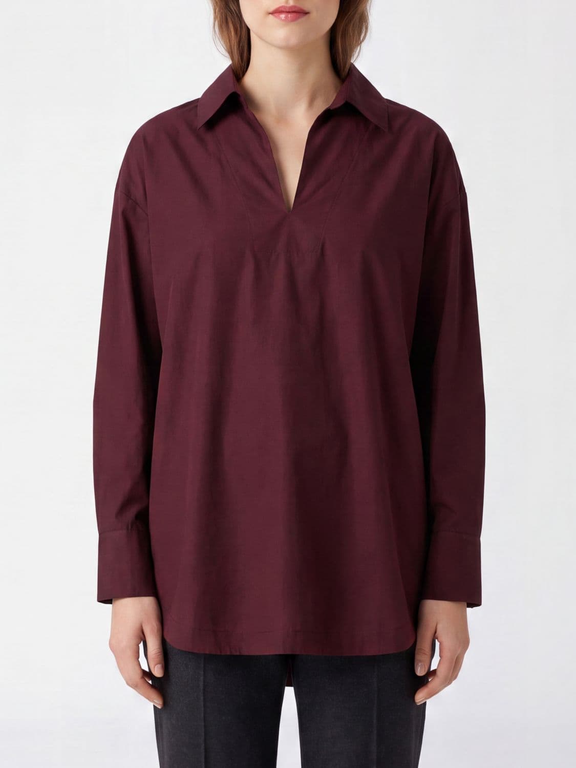 's Max Mara Striped Cotton V-Neck Relaxed Fit Blouse
