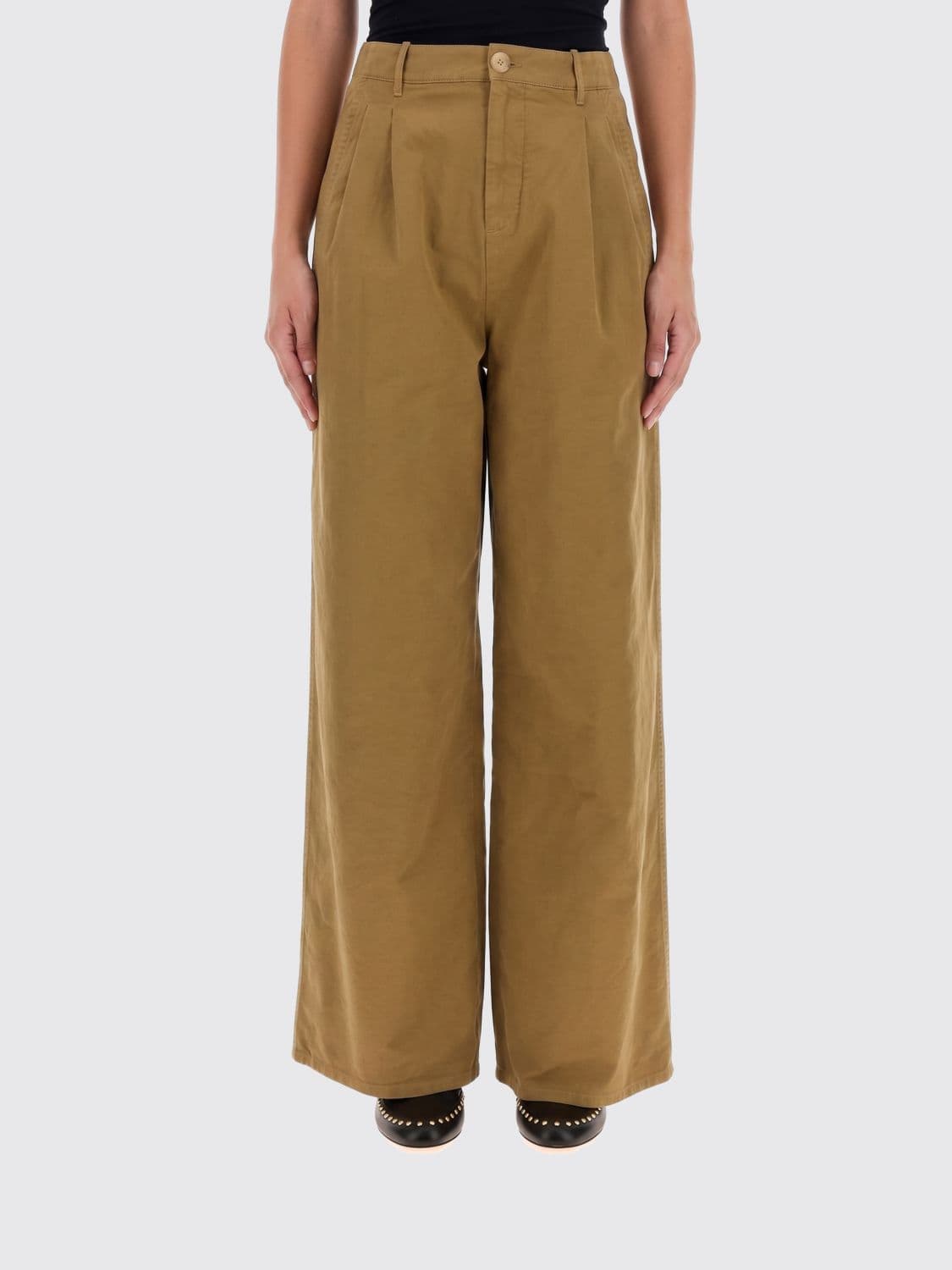 Jil Sander High-Waisted Pleated Wide-Leg Cotton Shorts